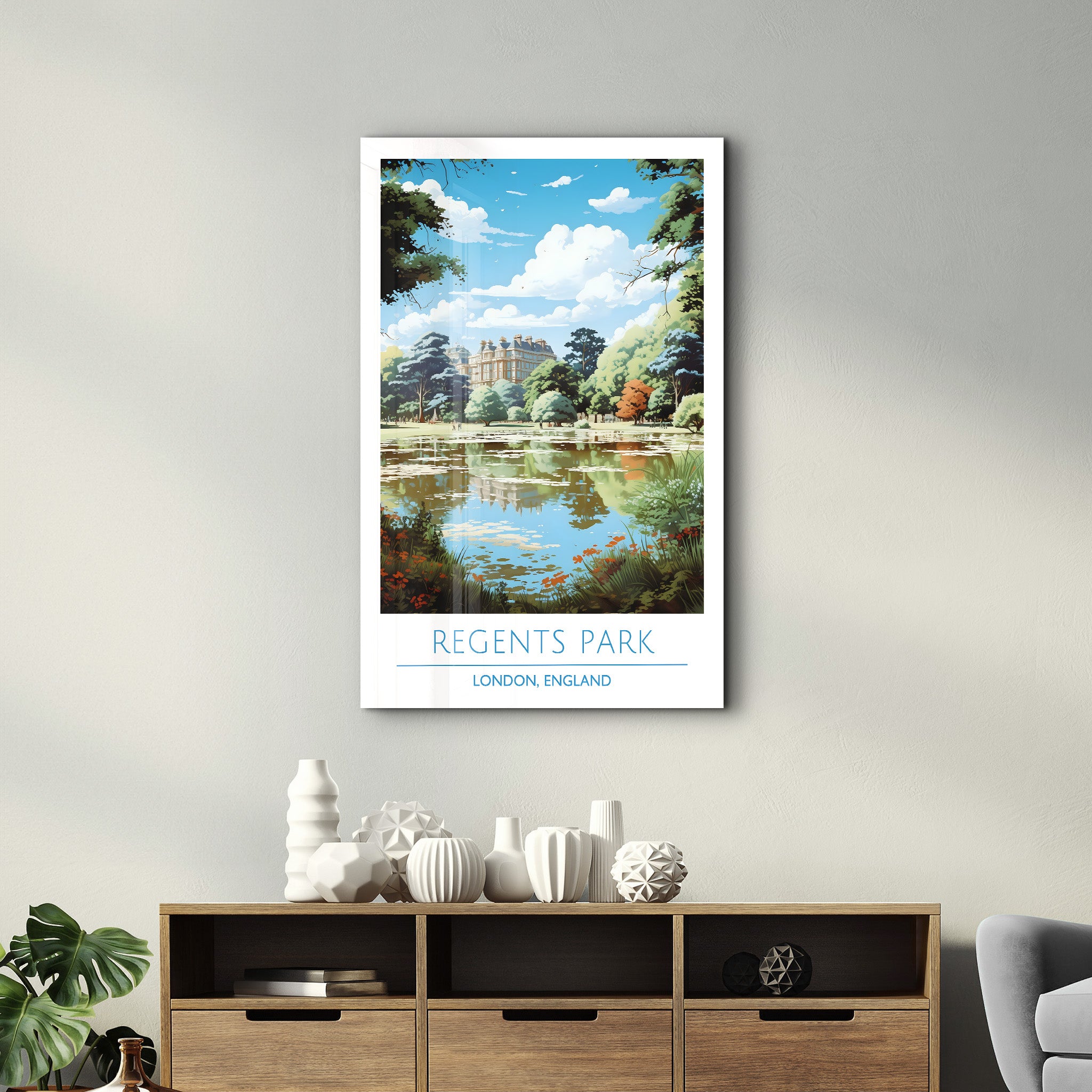 Regents Park-London England-Reiseposter | <tc>Glasbild</tc>