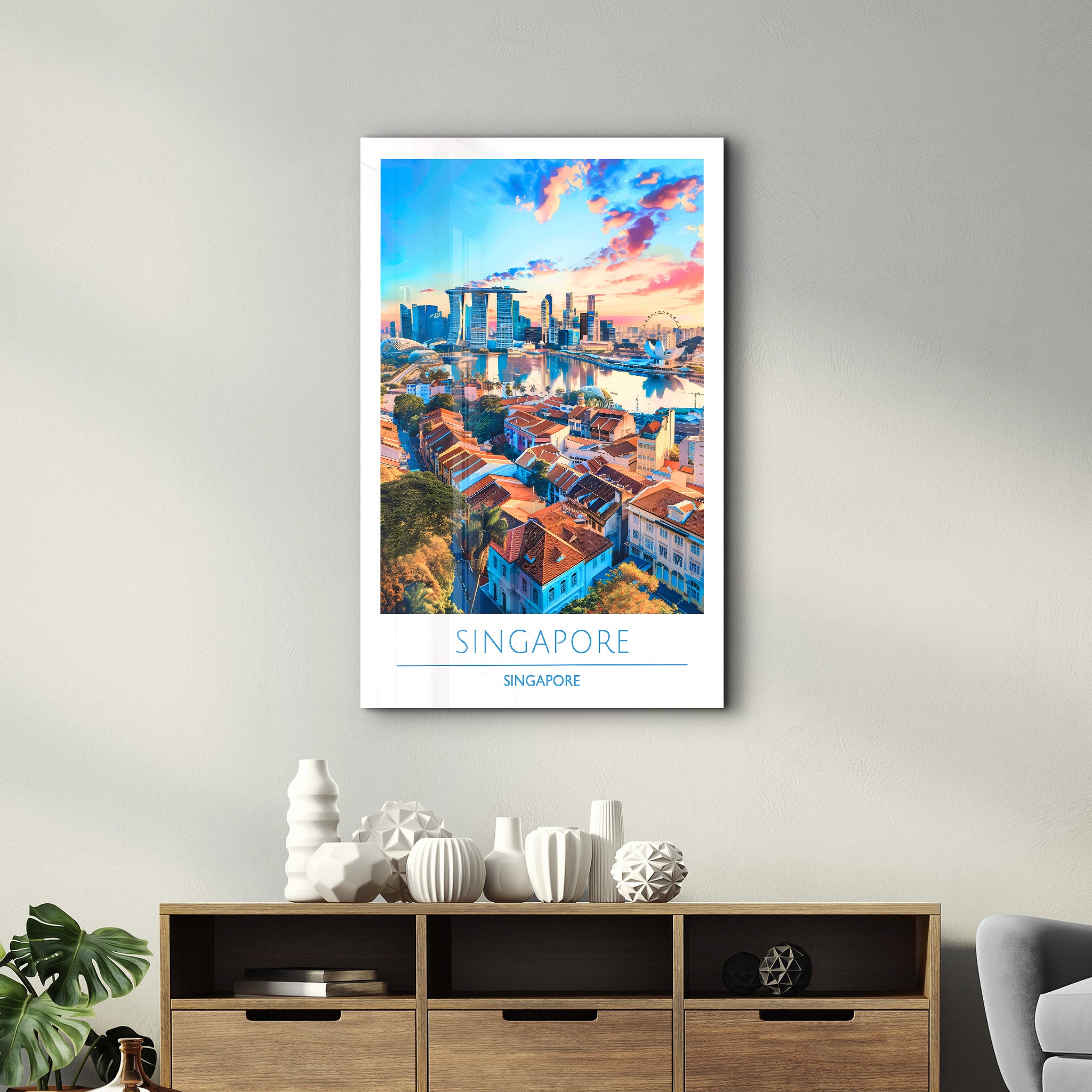 Singapur Singapur-Reiseposter | <tc>Glasbild</tc>