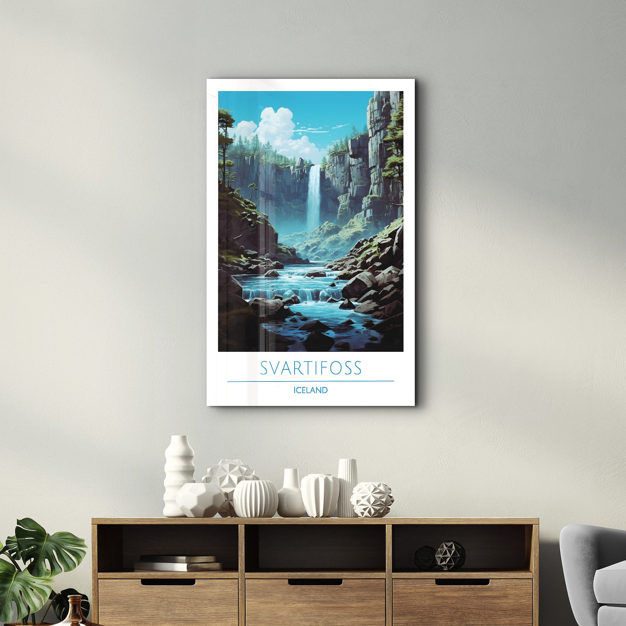 Svartifoss Island-Reiseposter | <tc>Glasbild</tc>