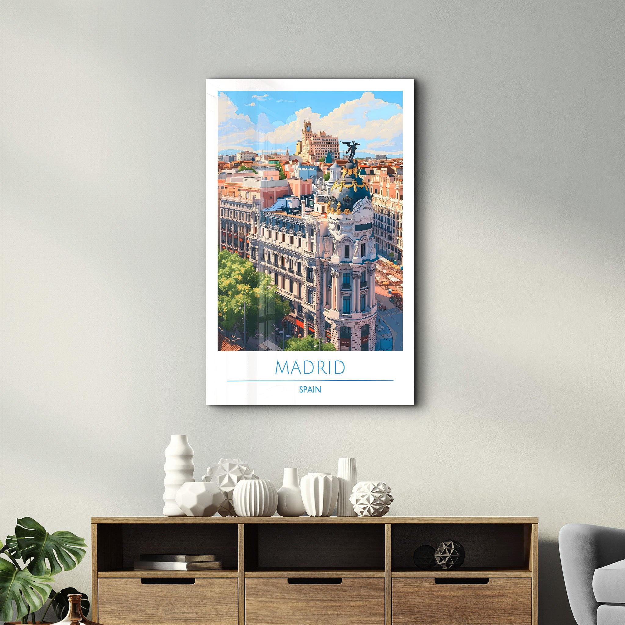 Madrid Spanien-Reiseposter | <tc>Glasbild</tc>