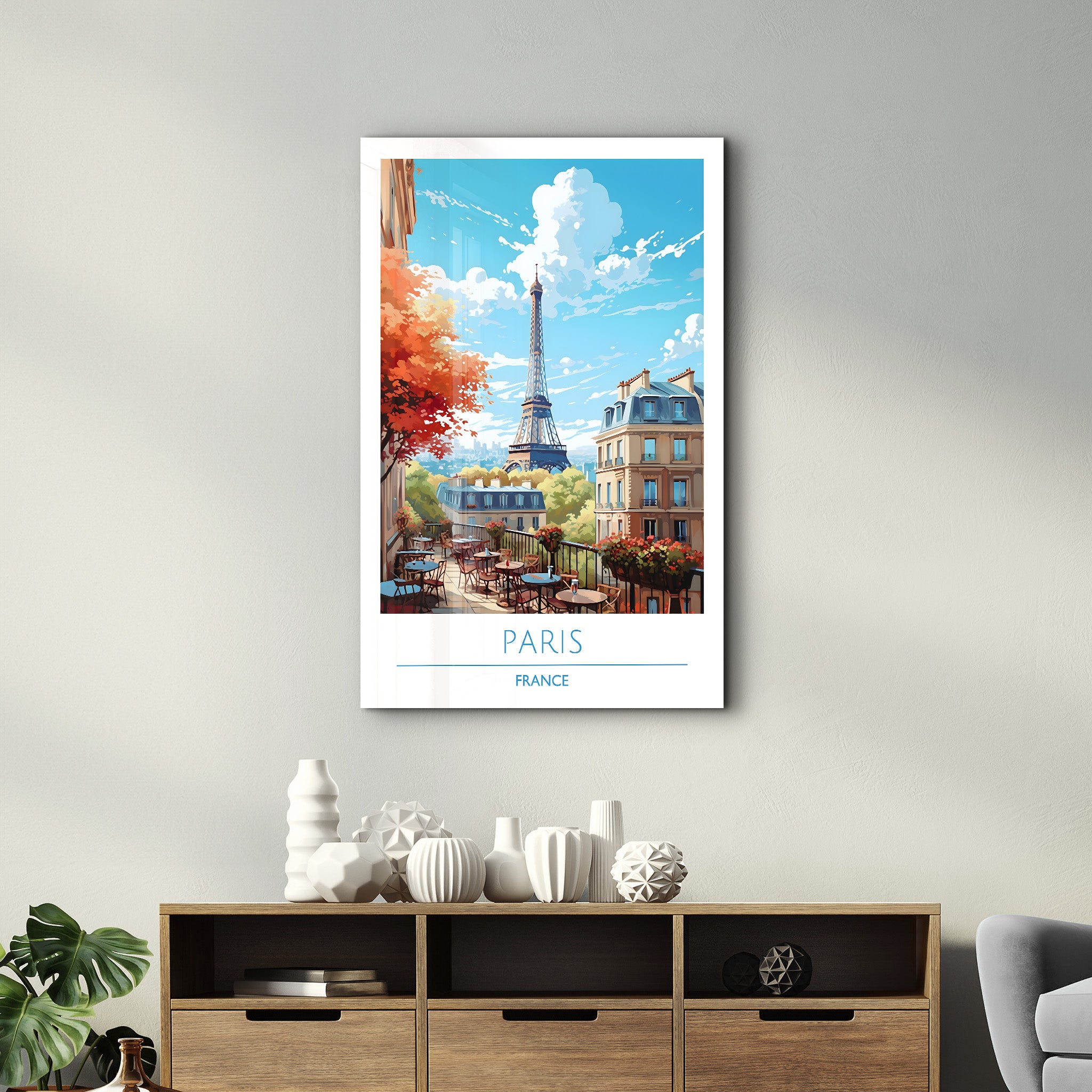 Paris France-Affiches de voyage | Art mural en verre