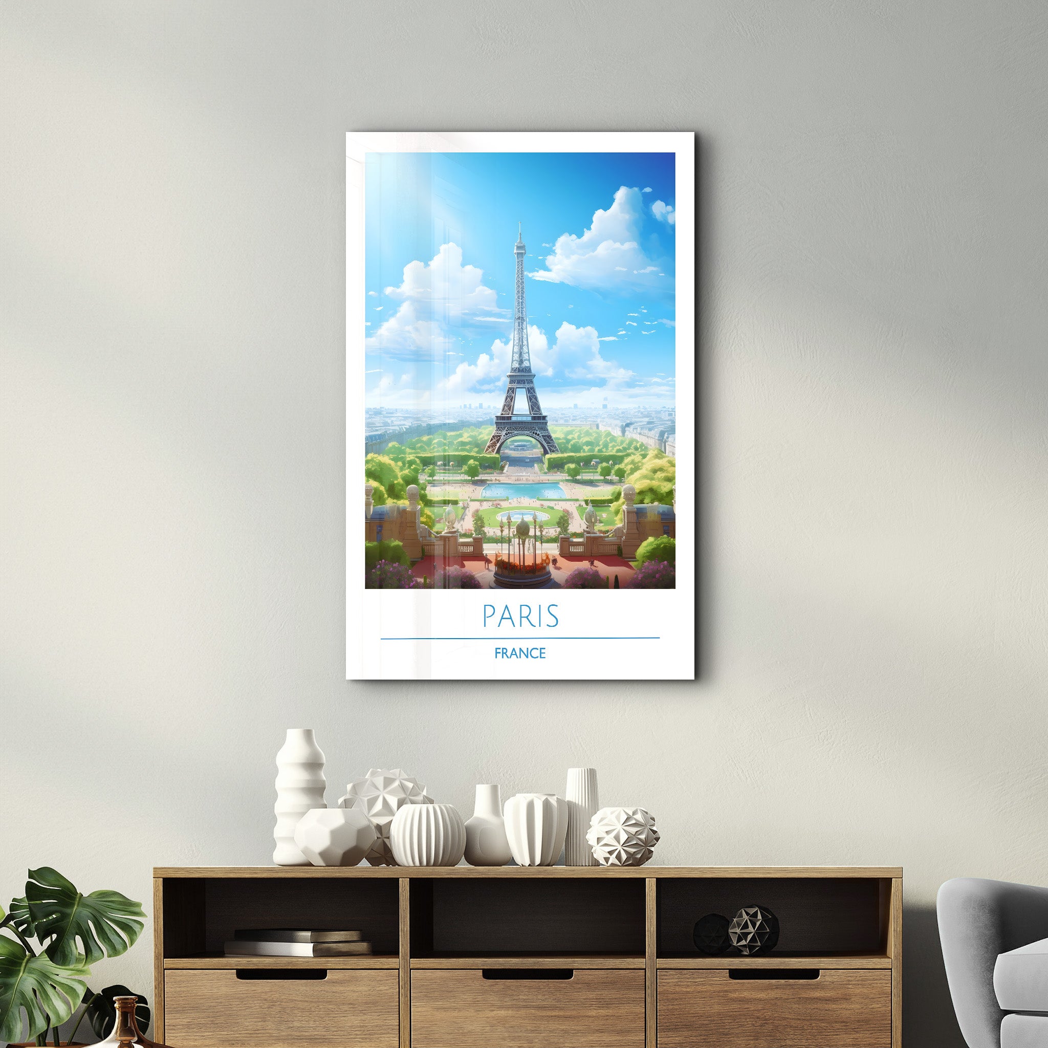 Paris Frankreich-Reiseposter | <tc>Glasbild</tc>