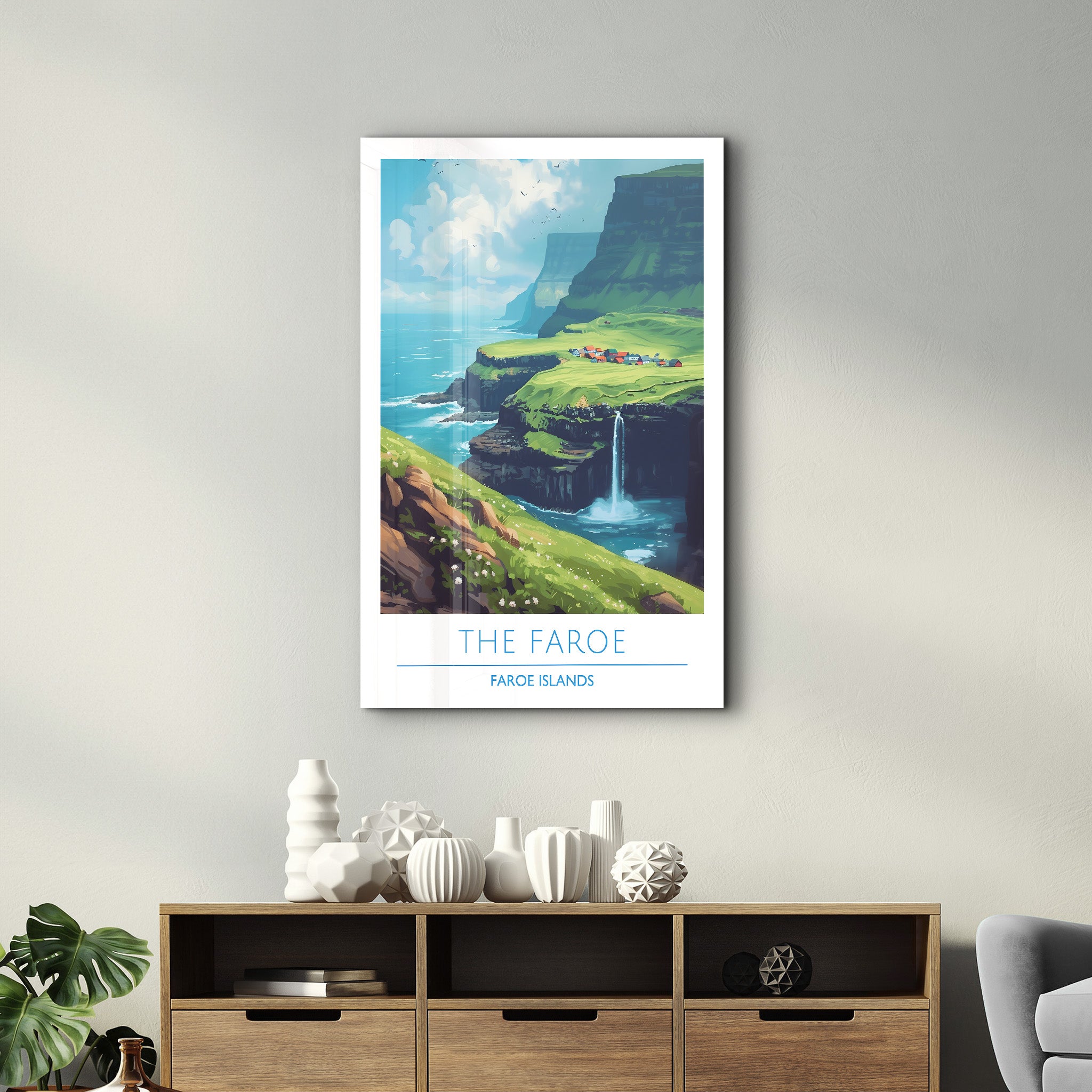 The Faroe Faroe Islands-Travel Posters | Glass Wall Art