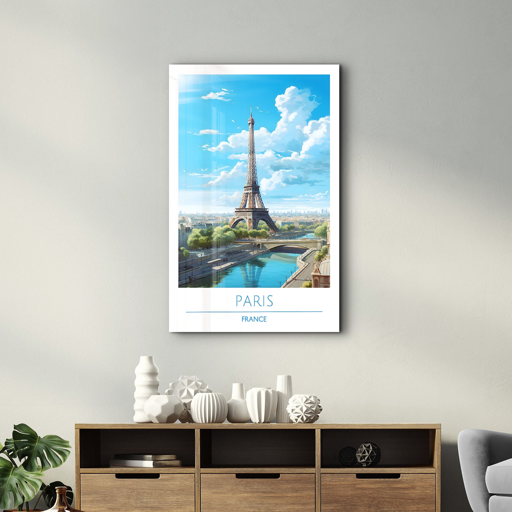 Paris Frankreich-Reiseposter | <tc>Glasbild</tc>