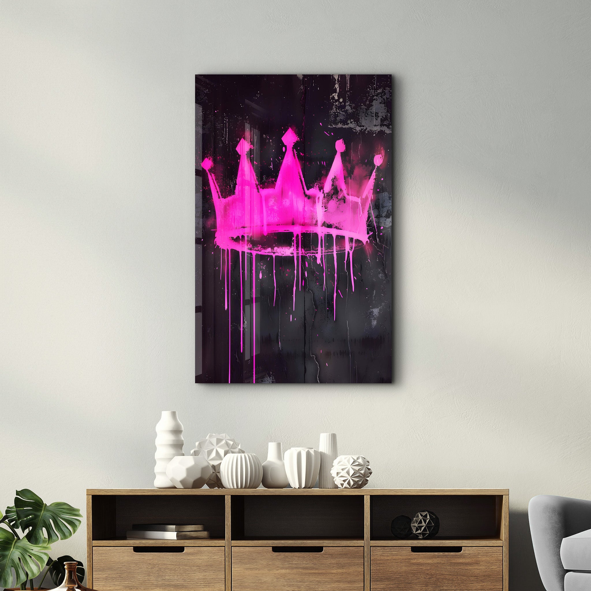 Pink Crown - Glass Wall Art