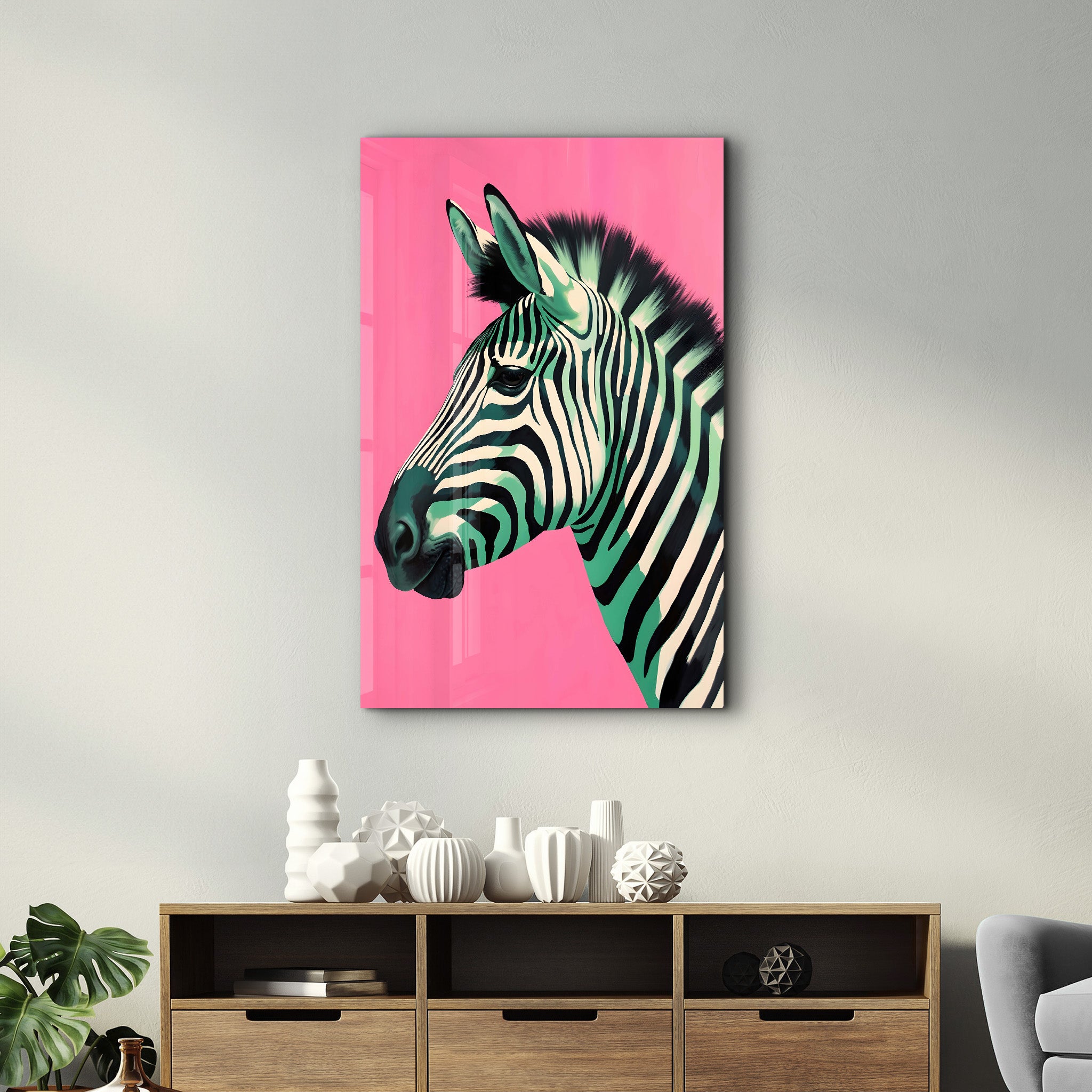 Zebra Pink - Glass Wall Art