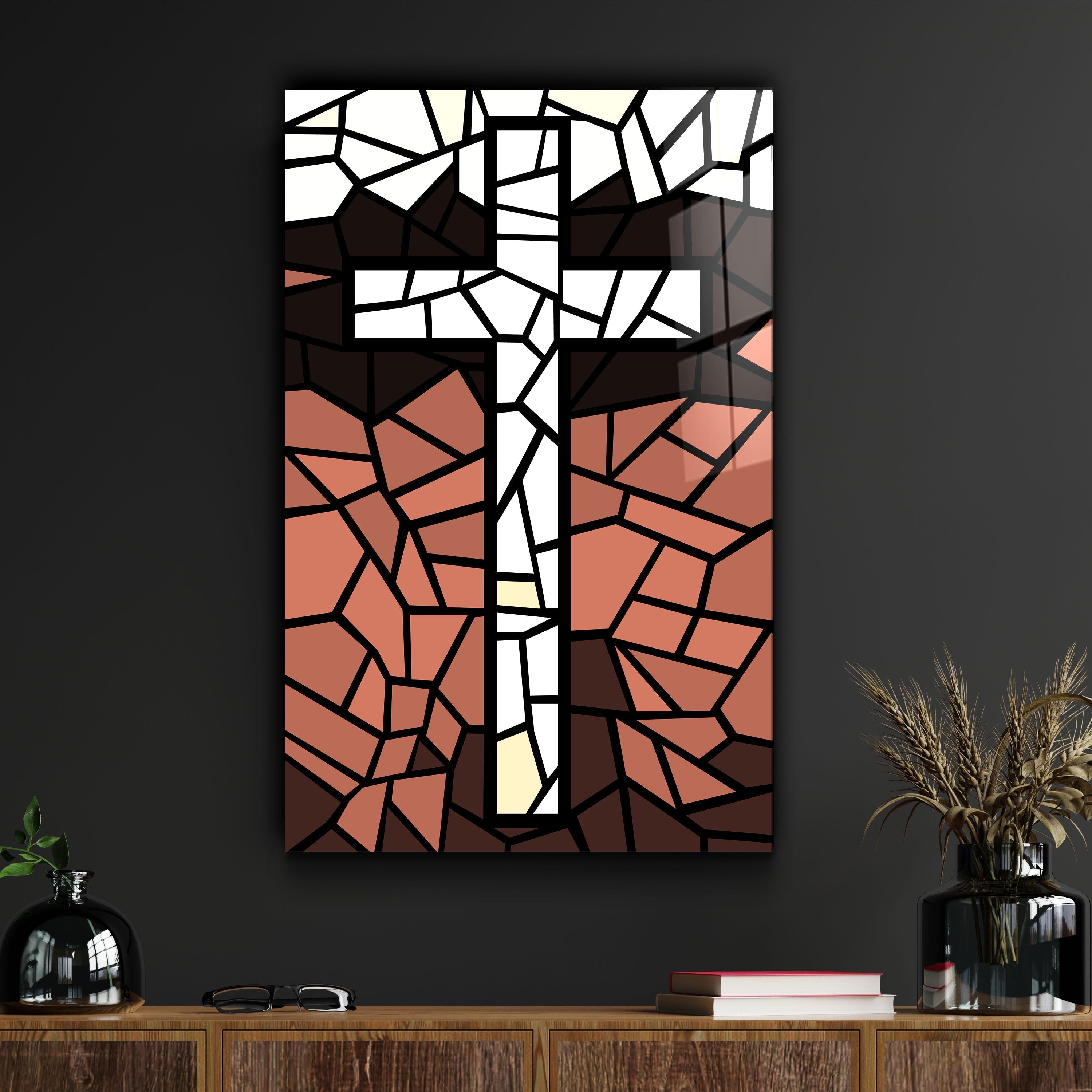 ."Cross". Designers Collection Glass Wall Art