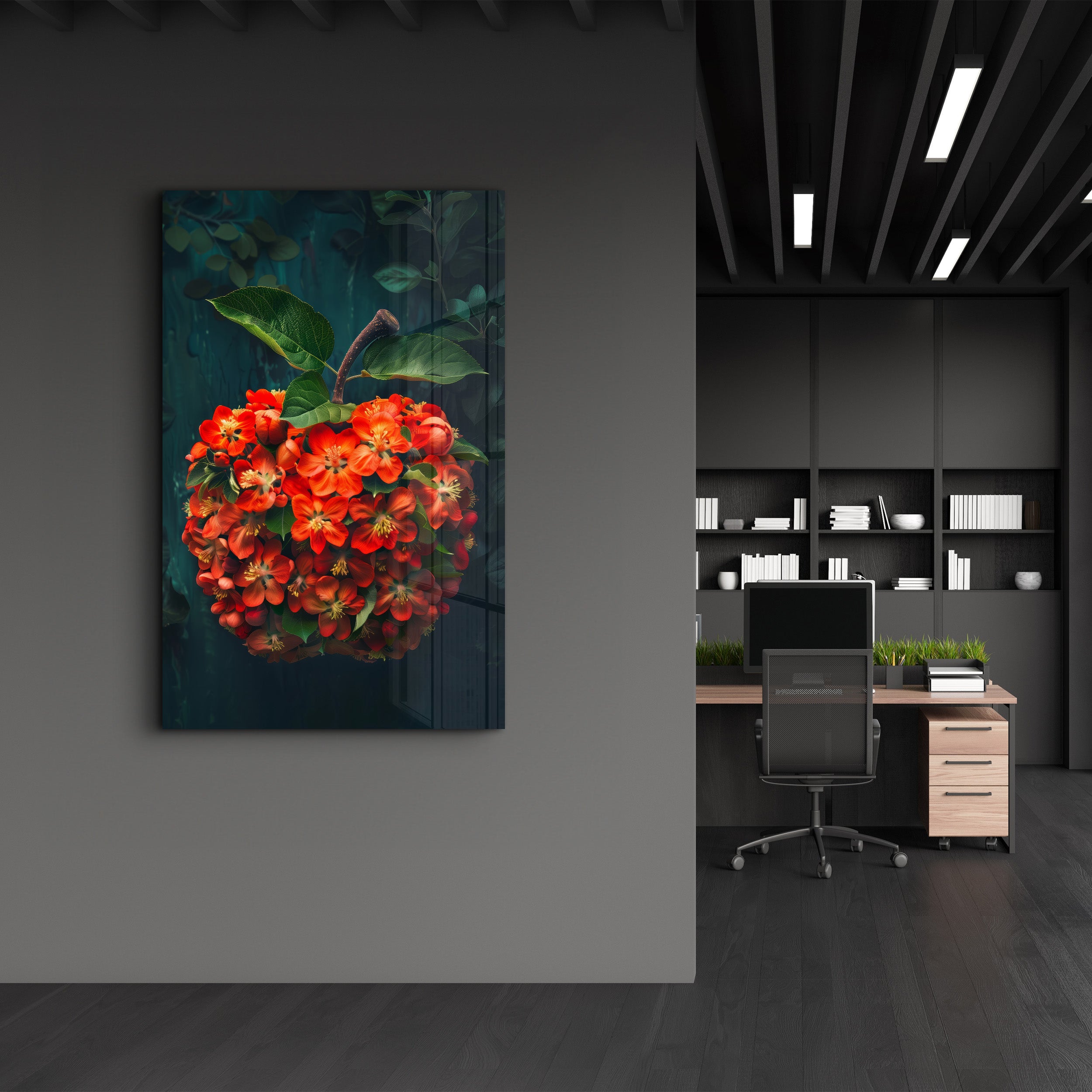 Apple Flowers - Contemporary Glass Wall Art