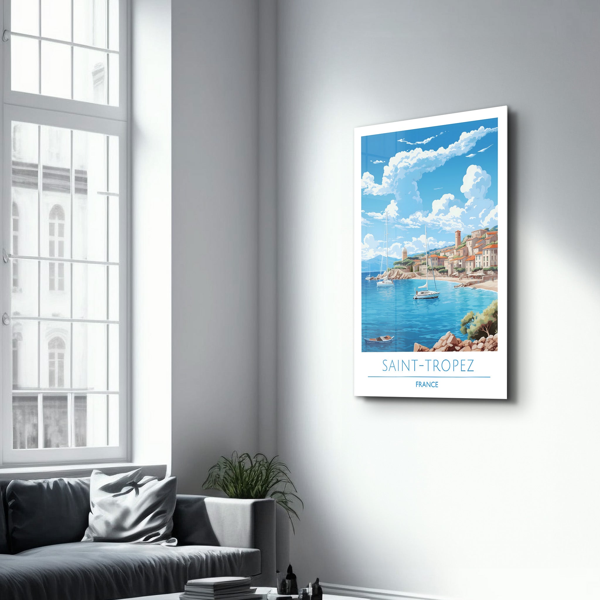 Saint-Tropez Frankreich-Reiseposter | <tc>Glasbild</tc>