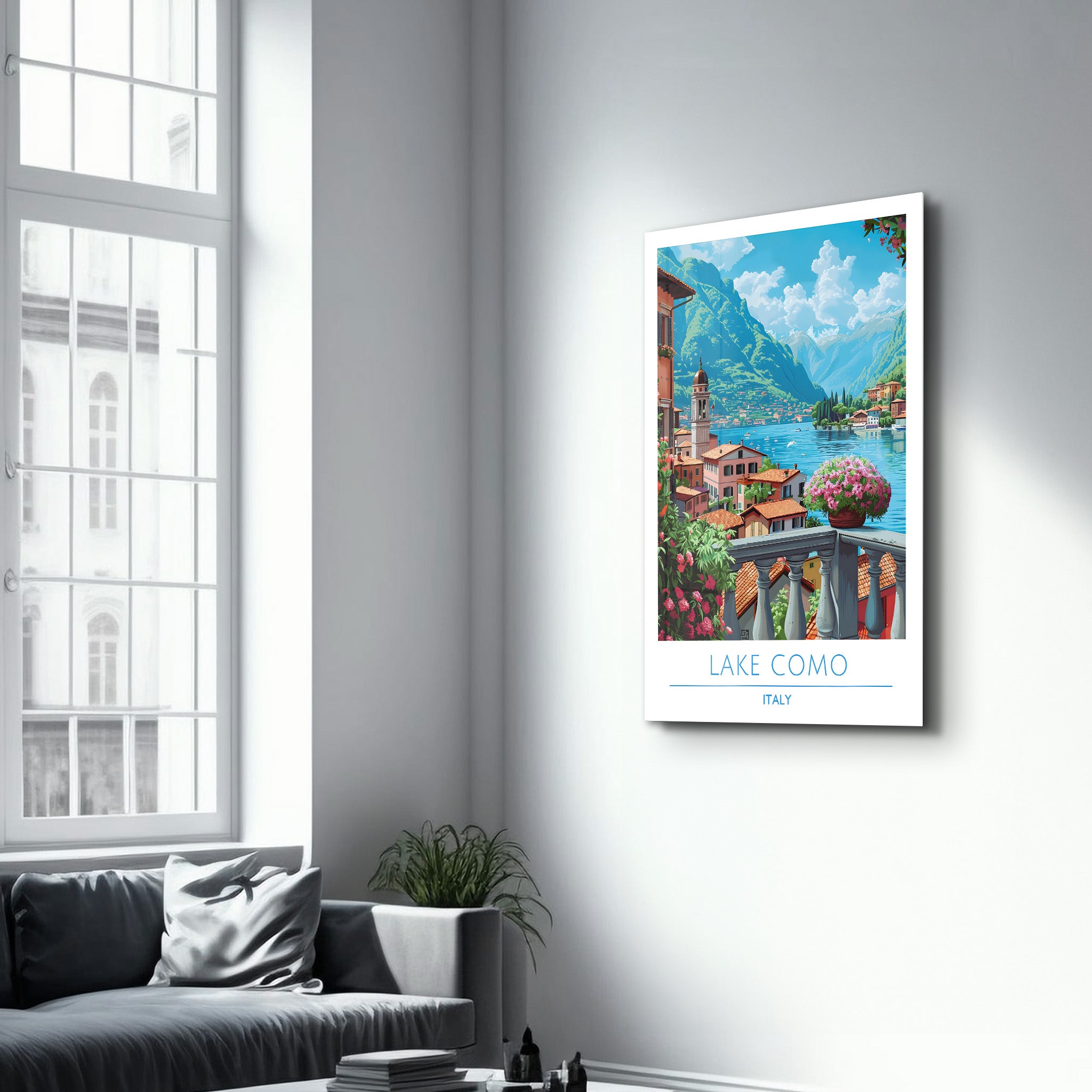 Comer See Italien-Reiseposter | <tc>Glasbild</tc>