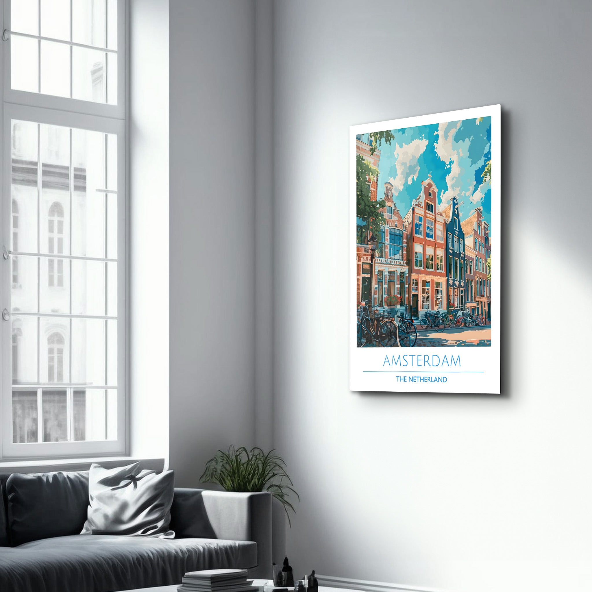 Amsterdam Die Niederlande-Reiseposter | <tc>Glasbild</tc>