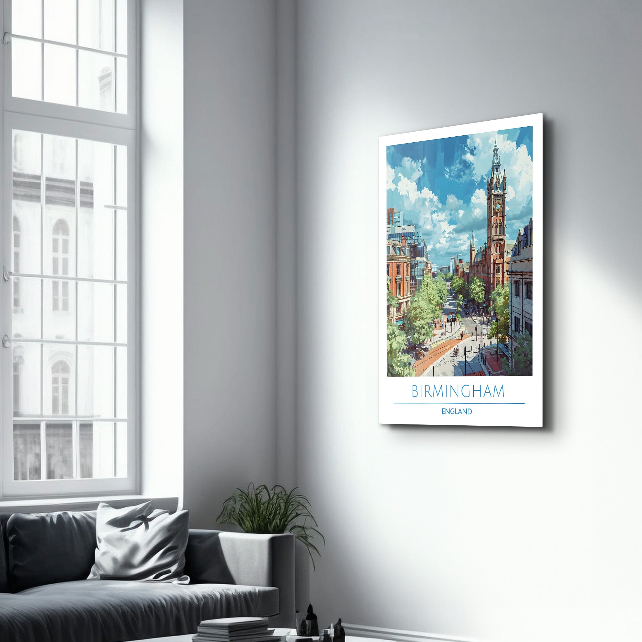 Birmingham England-Reiseposter | <tc>Glasbild</tc>