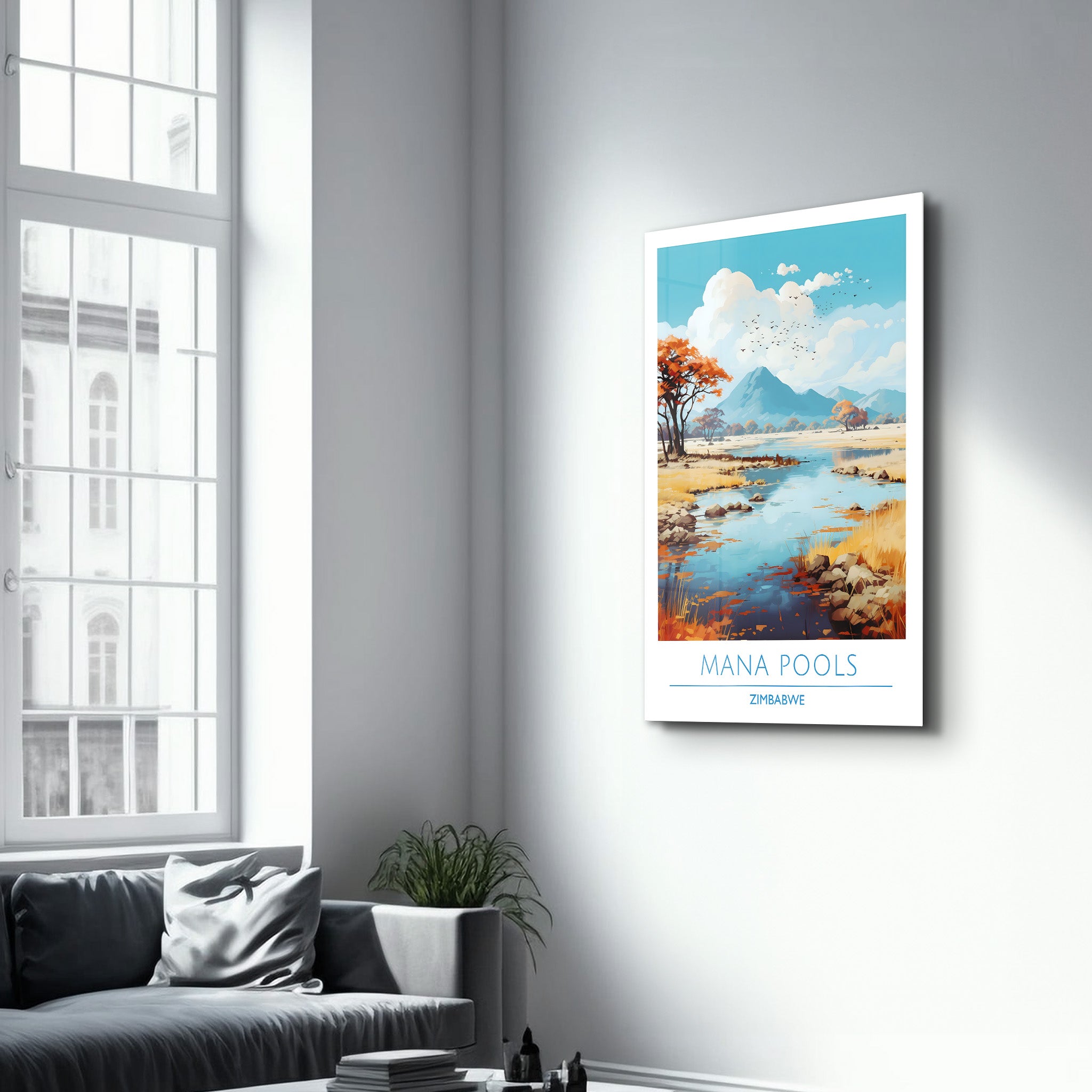 Mana Pools Simbabwe-Reiseposter | <tc>Glasbild</tc>