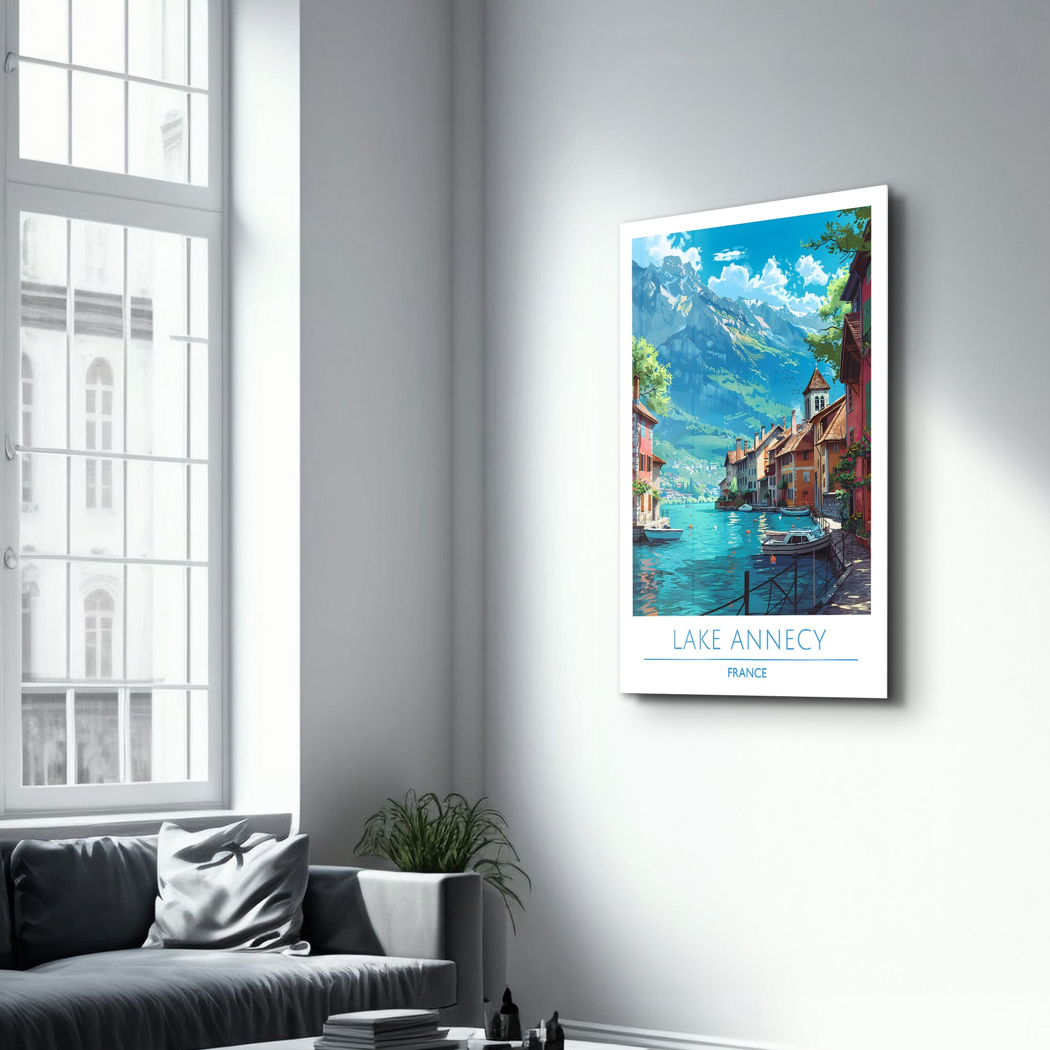 Lake Annecy Frankreich-Reiseposter | <tc>Glasbild</tc>