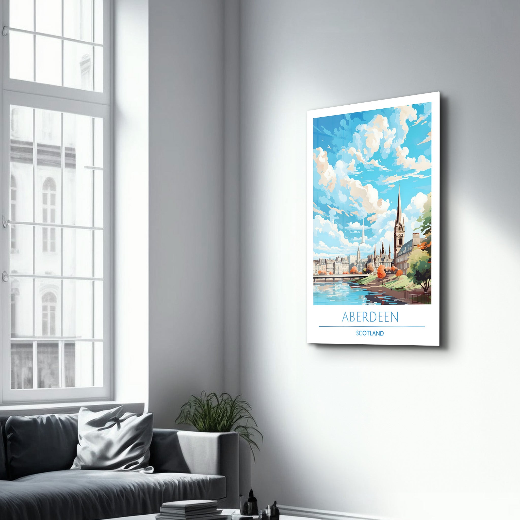 Aberdeen Schottland-Reiseposter | <tc>Glasbild</tc>