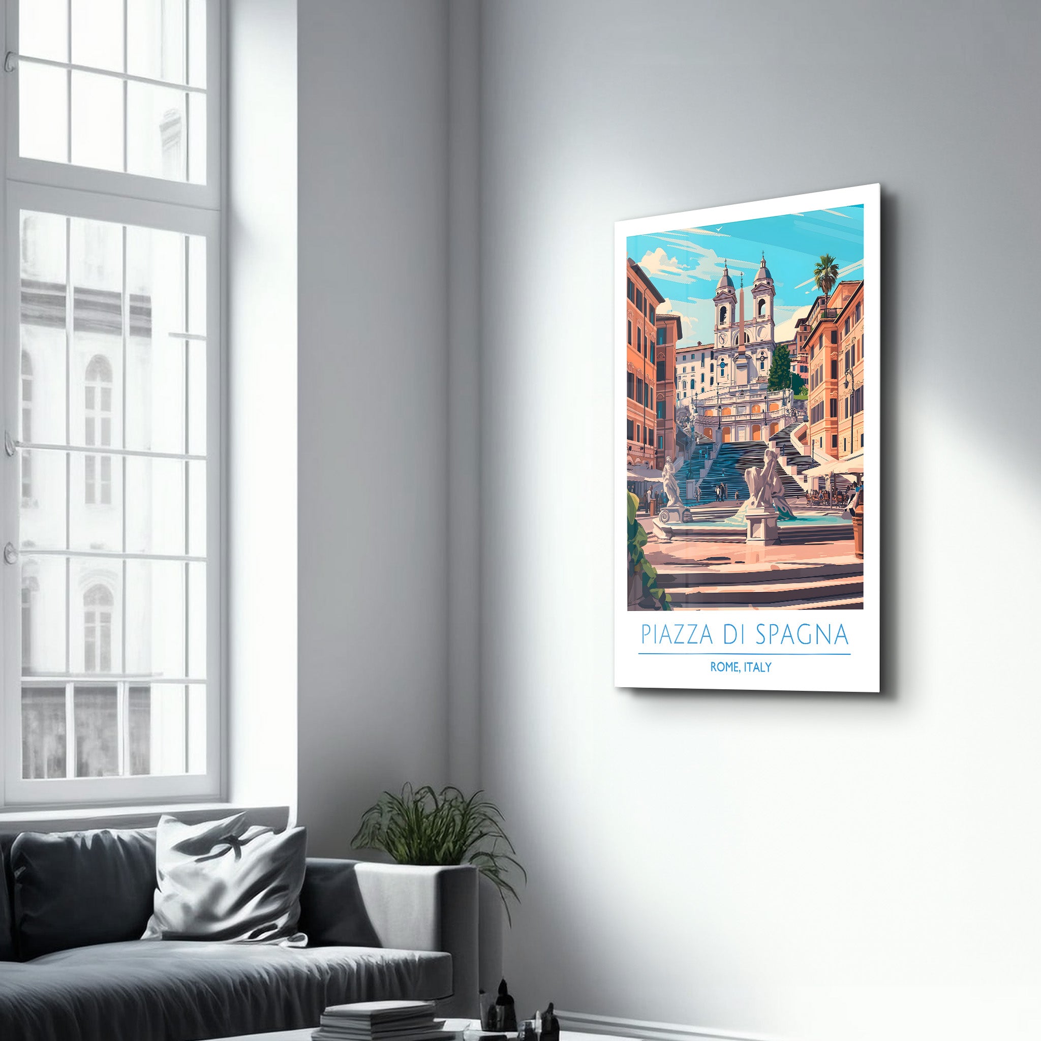 Piazza Di Spagna-Rom Italien-Reiseposter | <tc>Glasbild</tc>