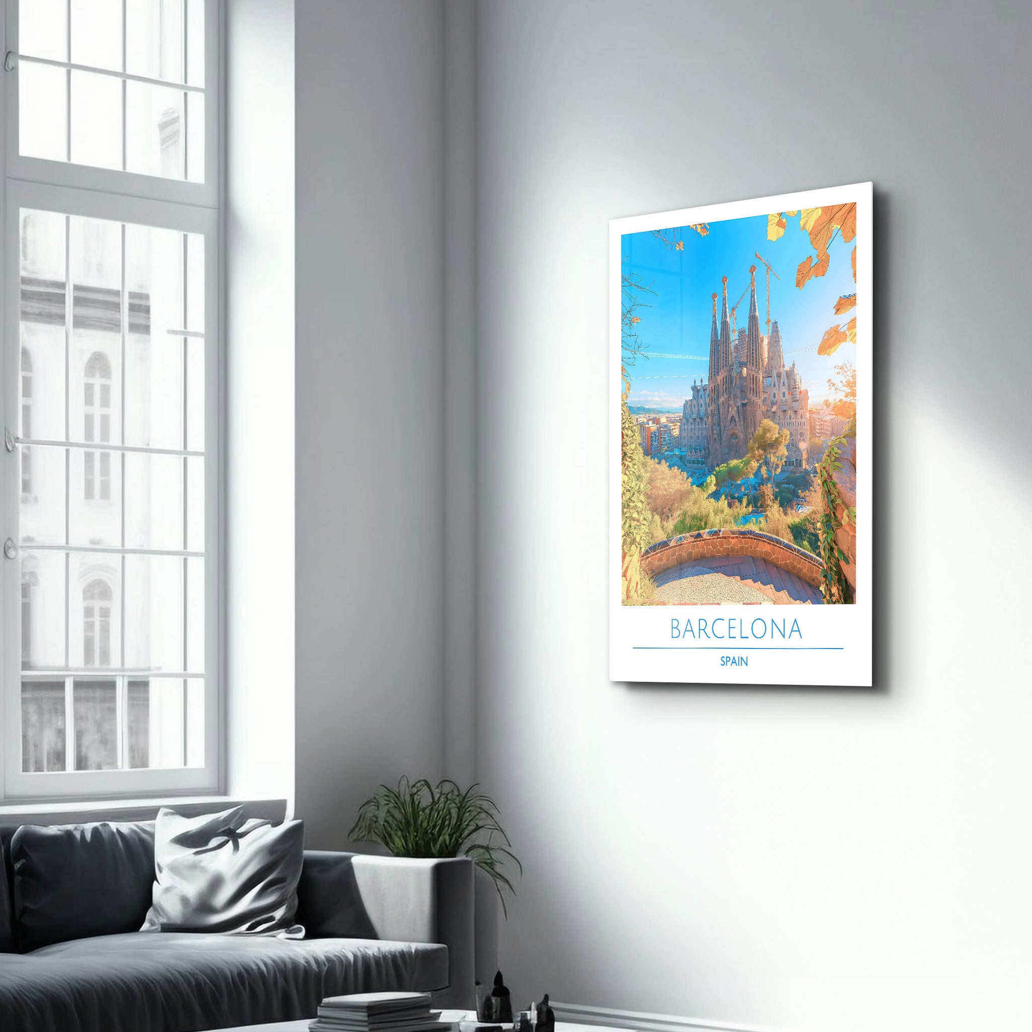 Barcelona Spanien-Reiseposter | <tc>Glasbild</tc>