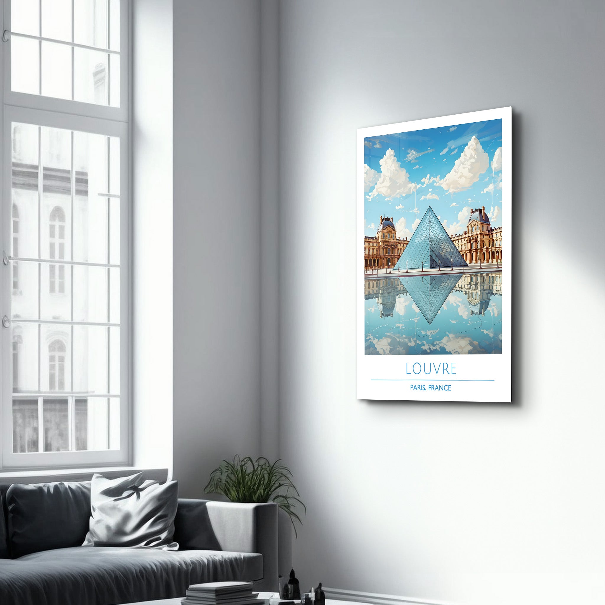 Louvre-Paris Frankreich-Reiseposter | <tc>Glasbild</tc>