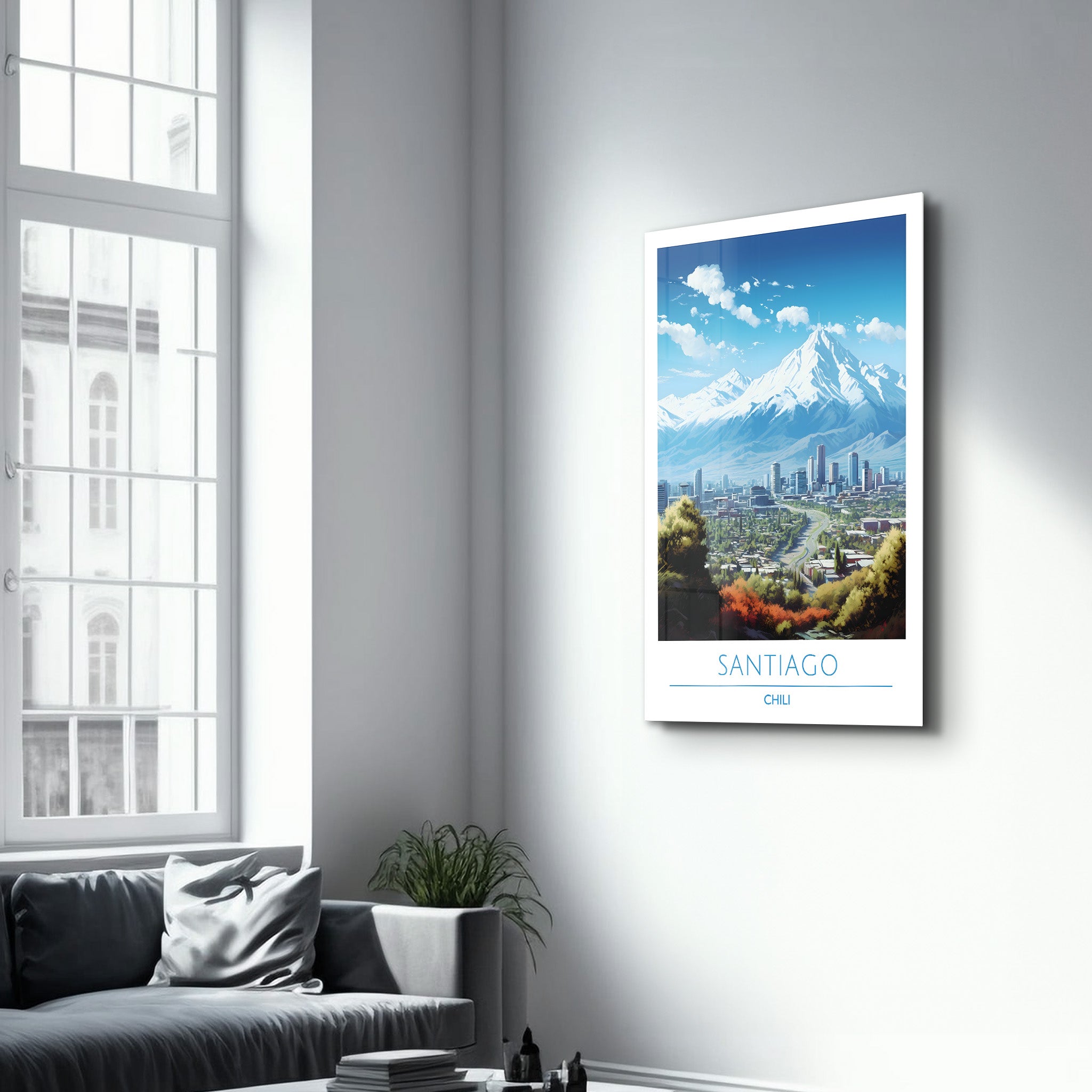 Santiago Chili-Reiseposter | <tc>Glasbild</tc>