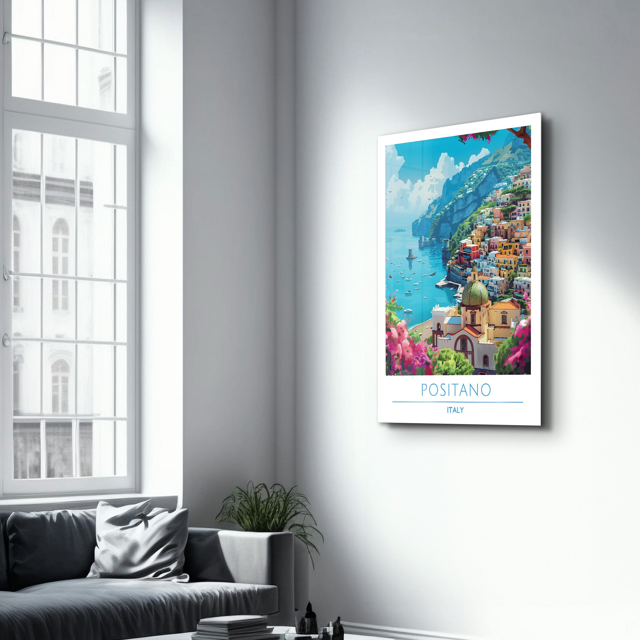 Positano Italien-Reiseposter | <tc>Glasbild</tc>