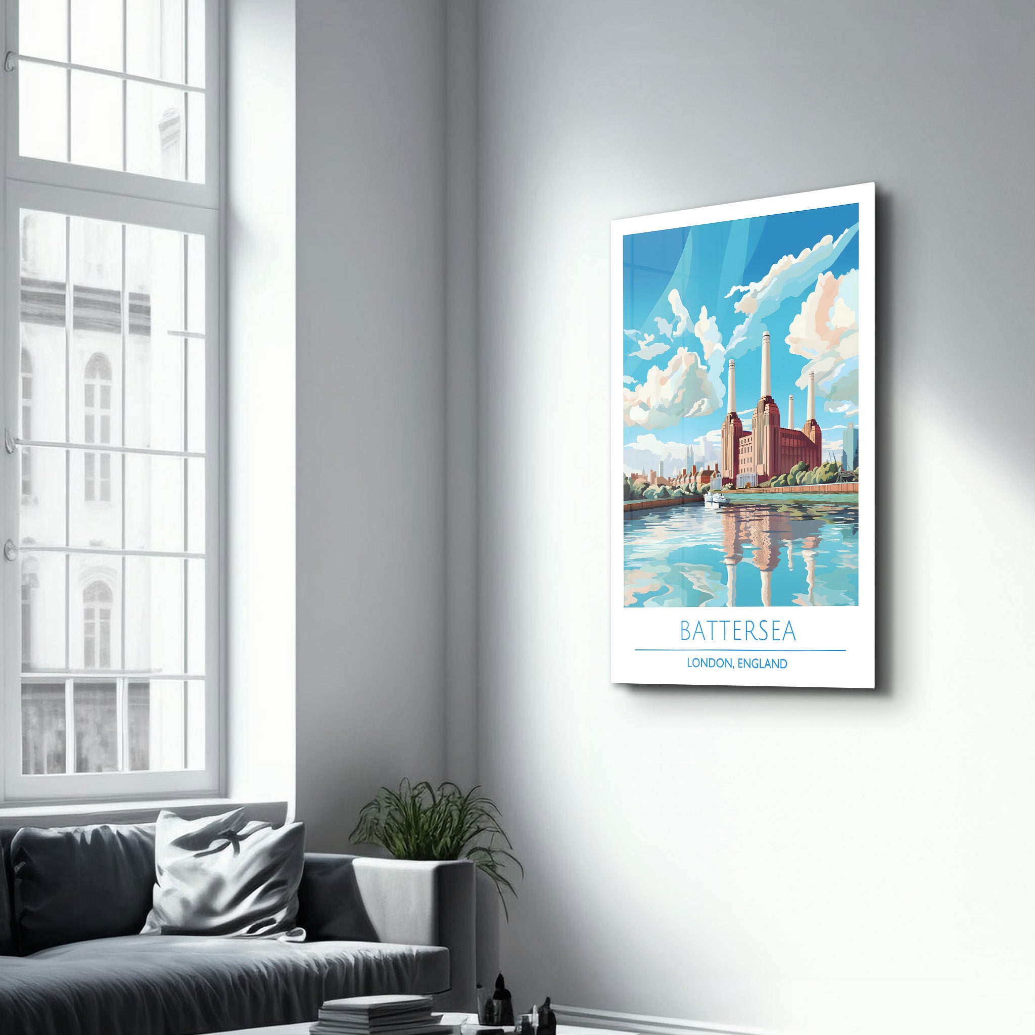 Battersea-London England-Reiseposter | <tc>Glasbild</tc>