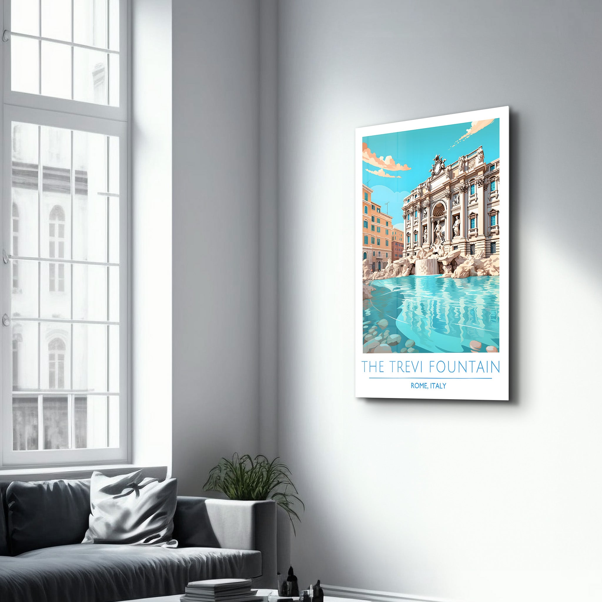 The Trevi Fountain-Rome Italy-Travel Posters | Glass Wall Art