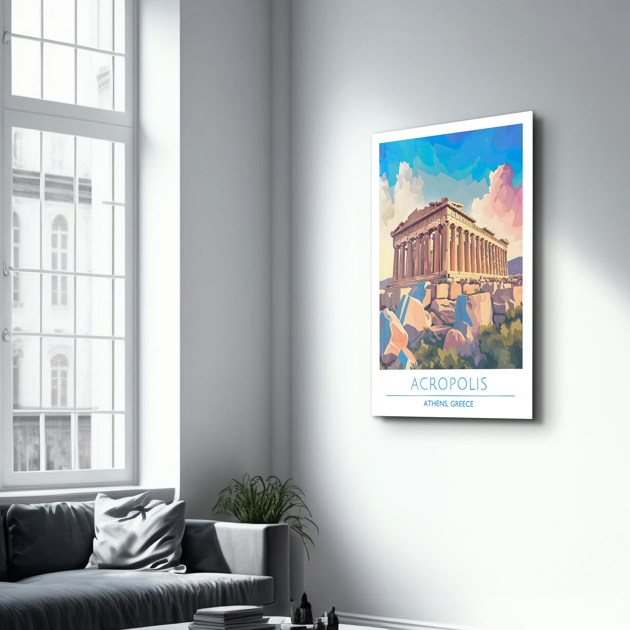 Akropolis-Athen Griechenland-Reiseposter | <tc>Glasbild</tc>