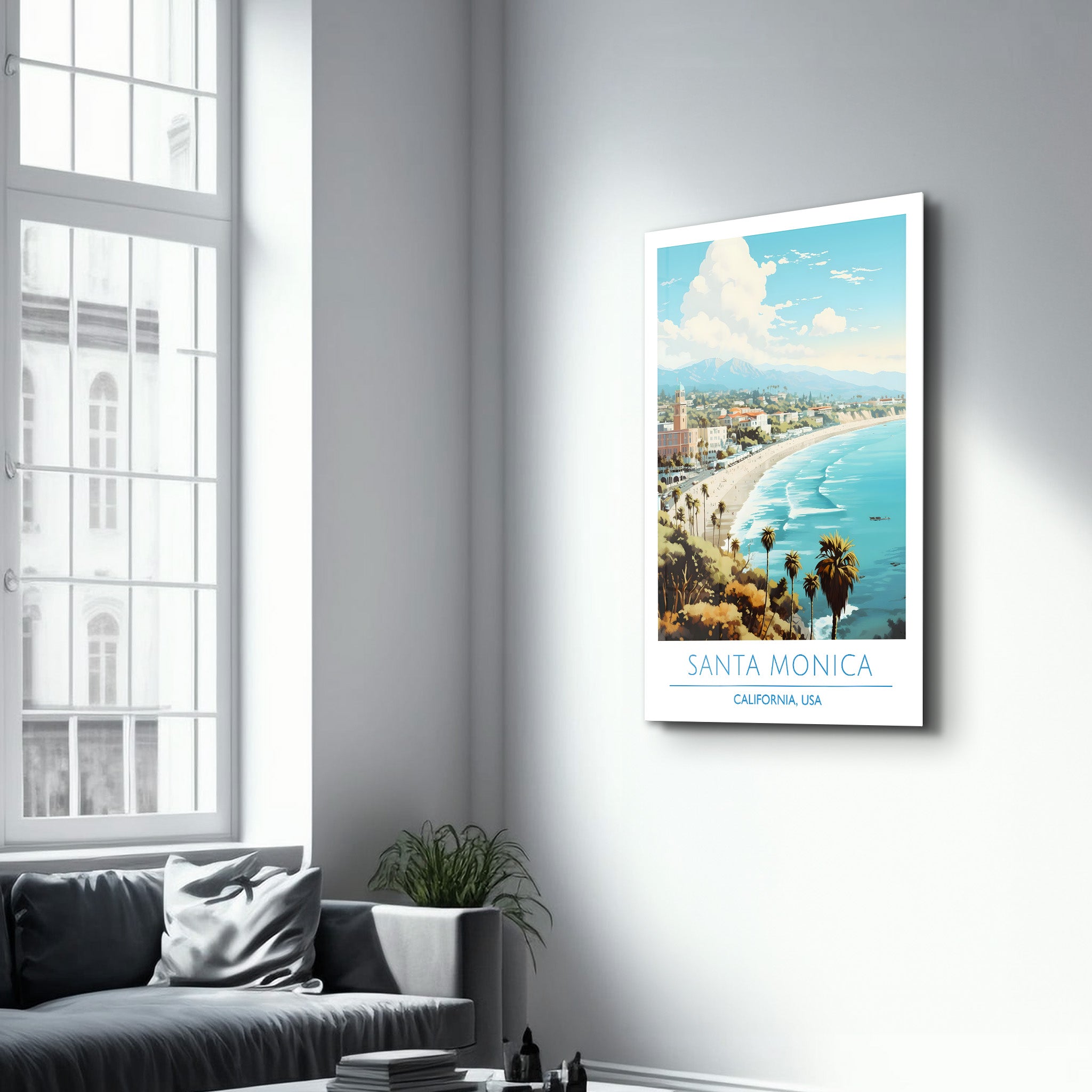 Santa Monica-California USA-Travel Posters | Glass Wall Art