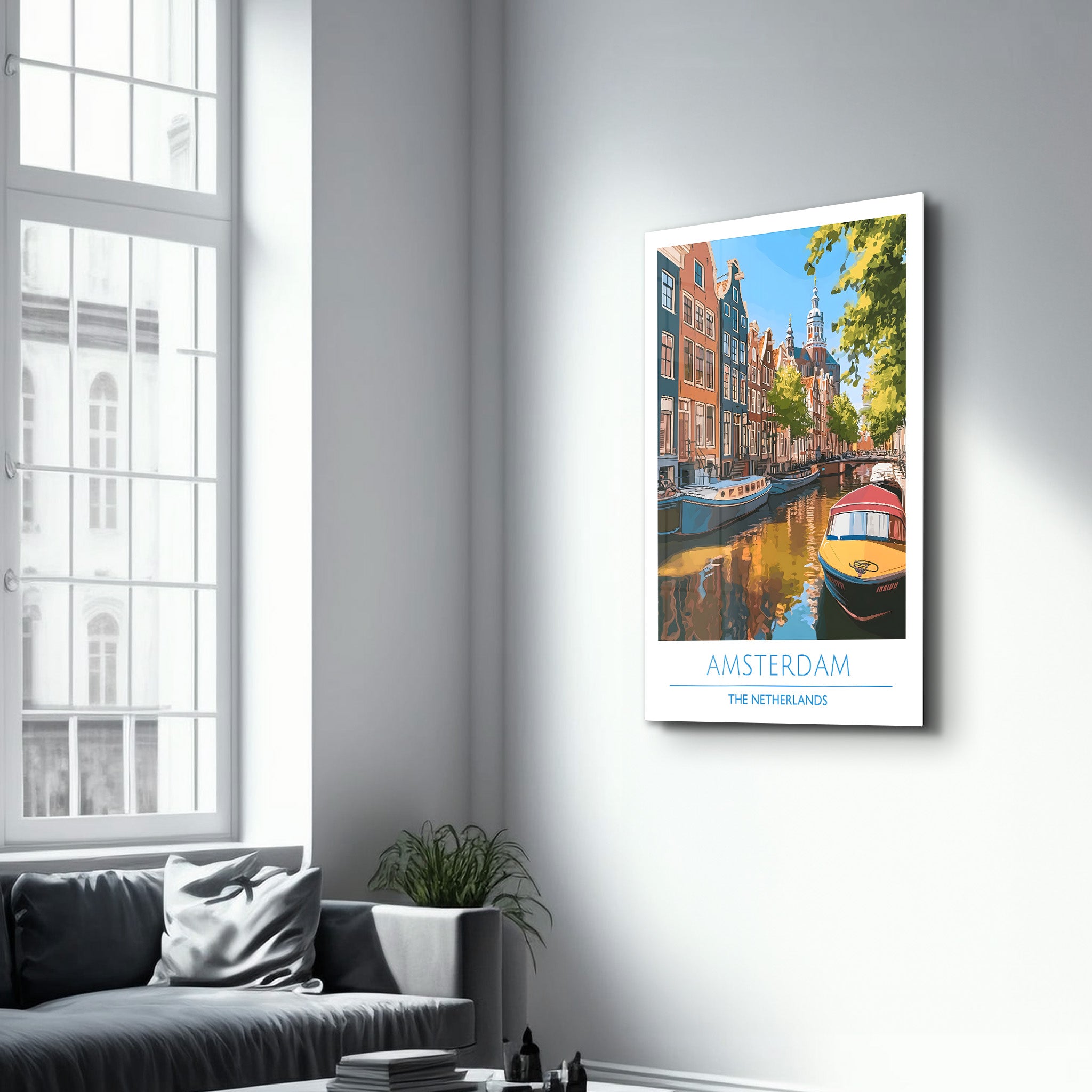 Amsterdam Pays-Bas-Affiches de voyage | Art mural en verre