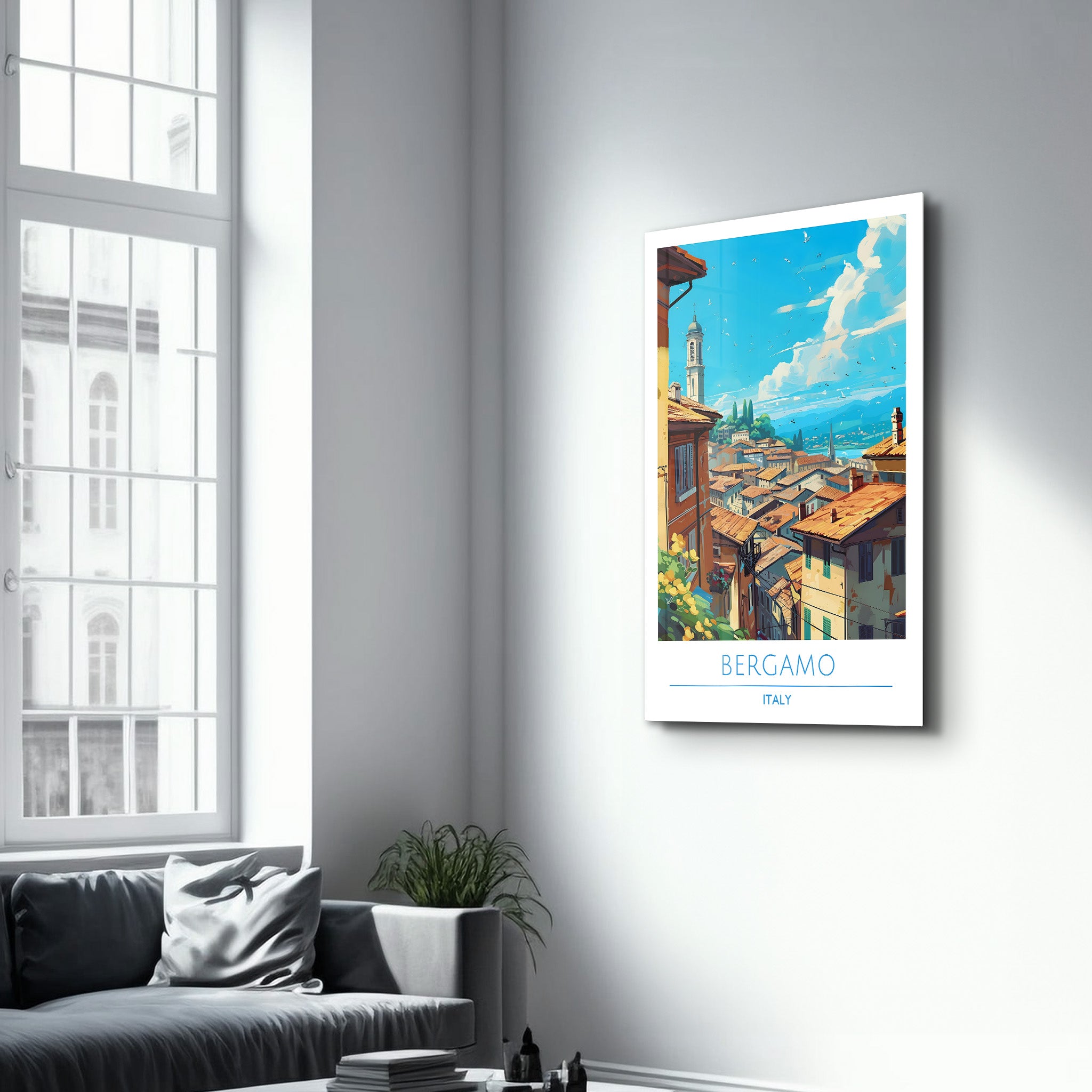 Bergamo Italien-Reiseposter | <tc>Glasbild</tc>