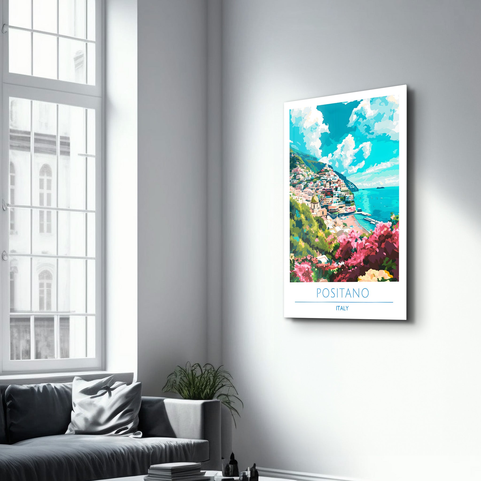 Positano Italien-Reiseposter | <tc>Glasbild</tc>