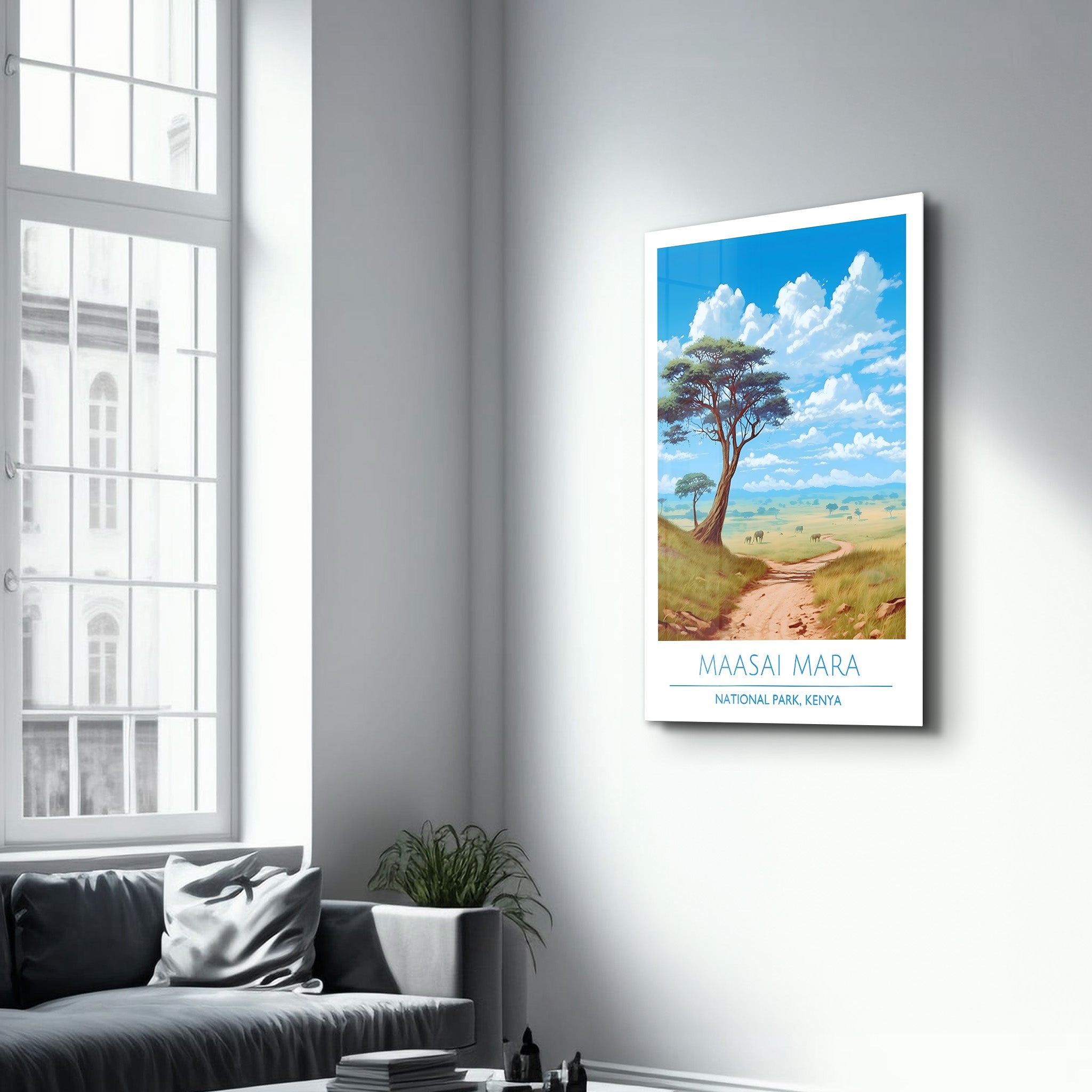 Masai Mara- Nationalpark Kenia-Reiseposter | <tc>Glasbild</tc>