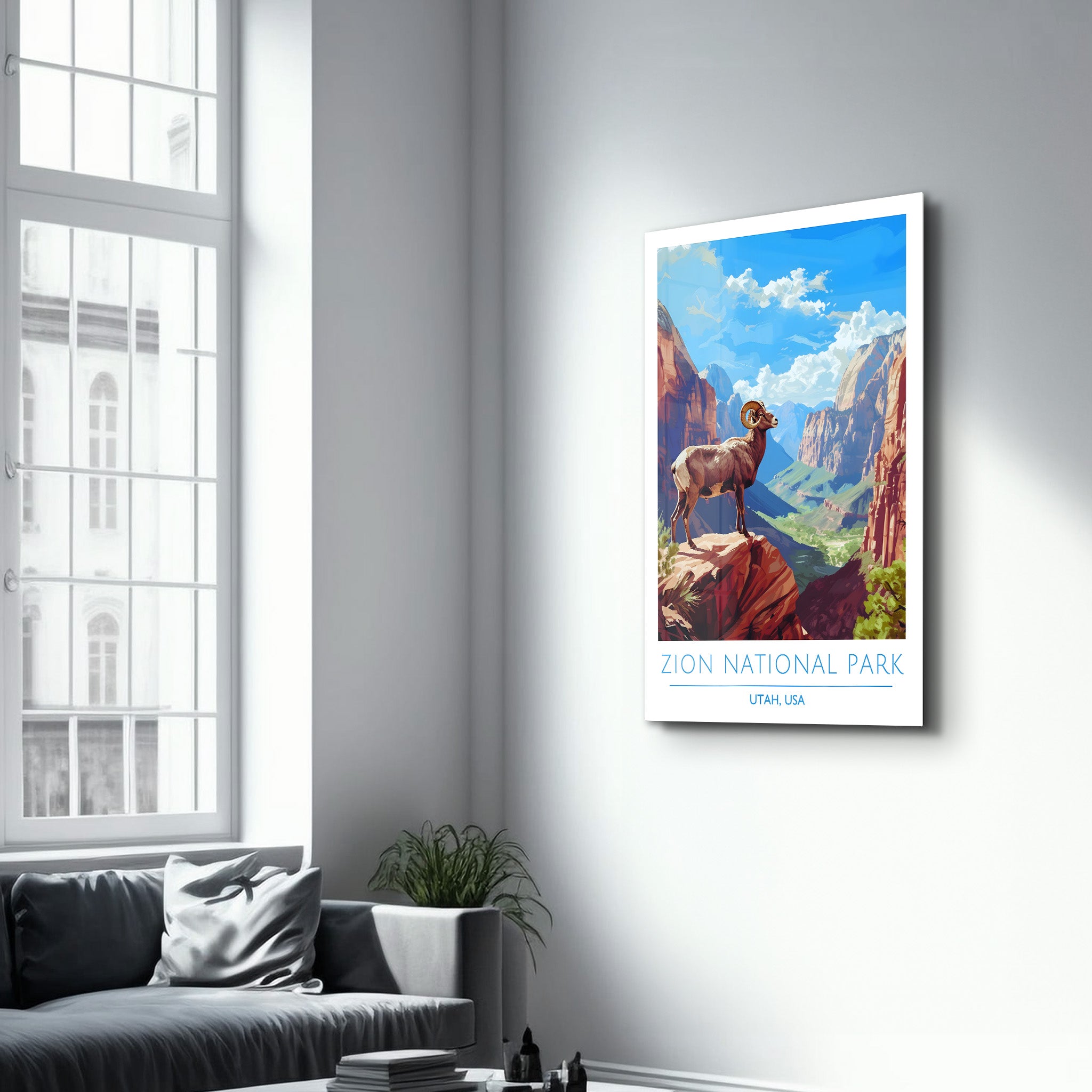 Zion Nationalpark-Utah USA-Reiseposter | <tc>Glasbild</tc>