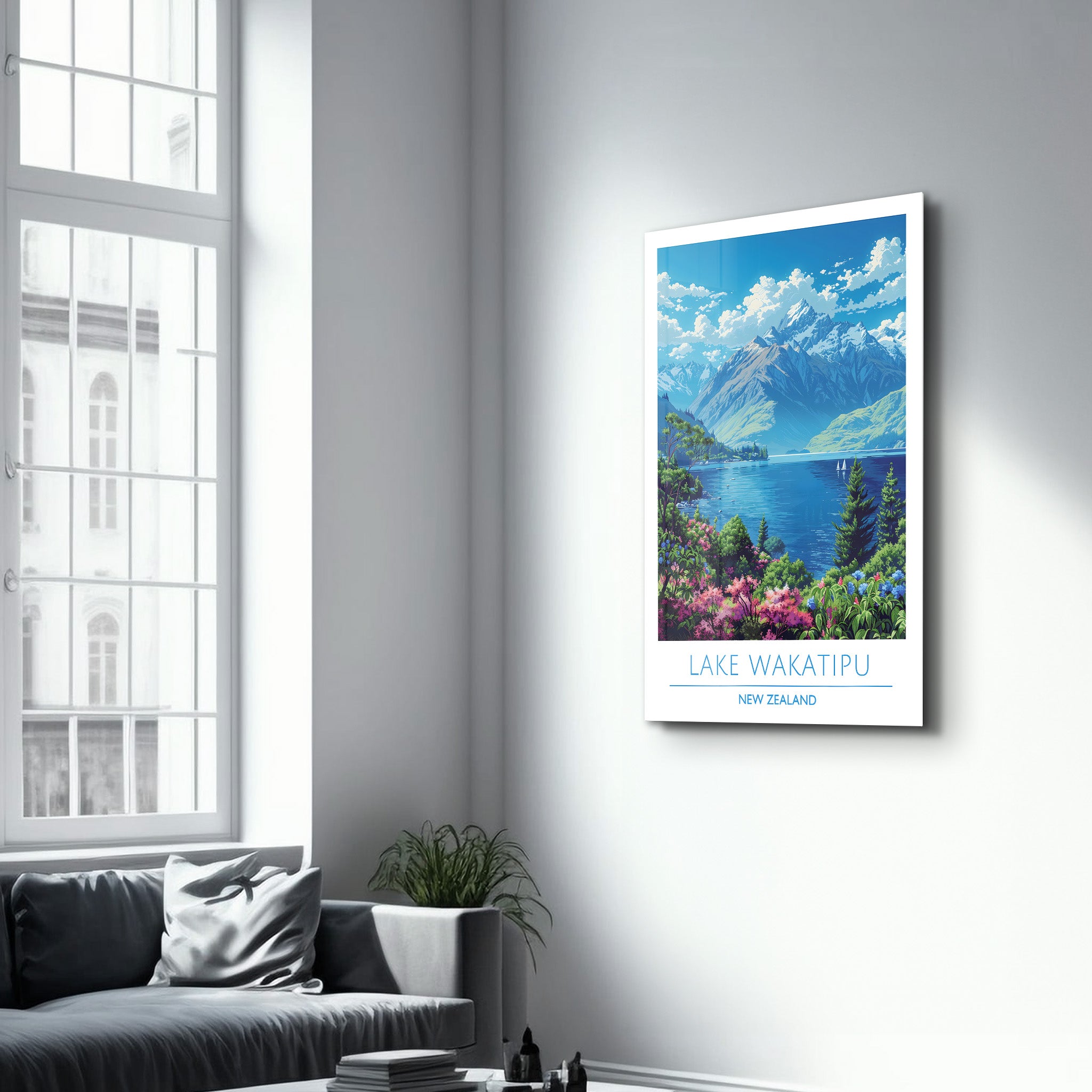 Lake Wakatipu New Zealand-Travel Posters | Glass Wall Art