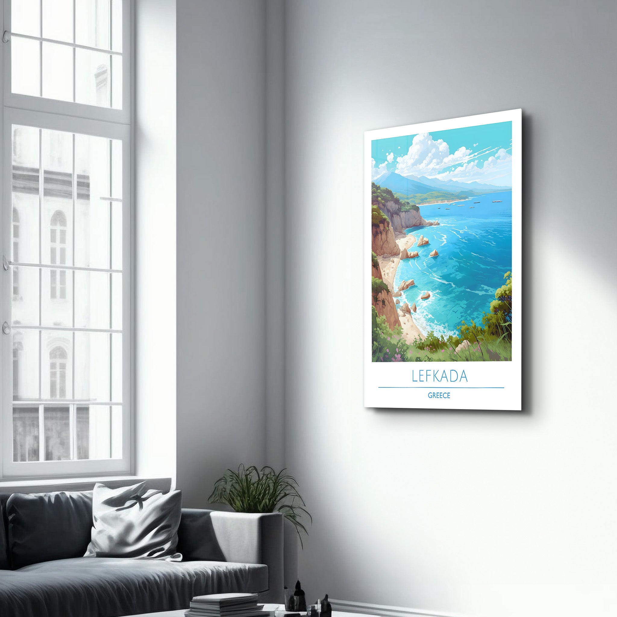 Lefkada Griechenland-Reiseposter | <tc>Glasbild</tc>