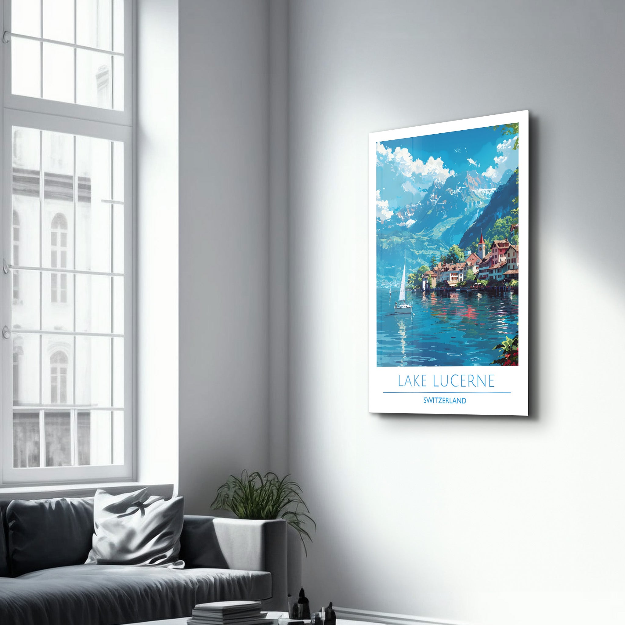 Lake Lucerne Switzerland-Travel Posters | Glass Wall Art