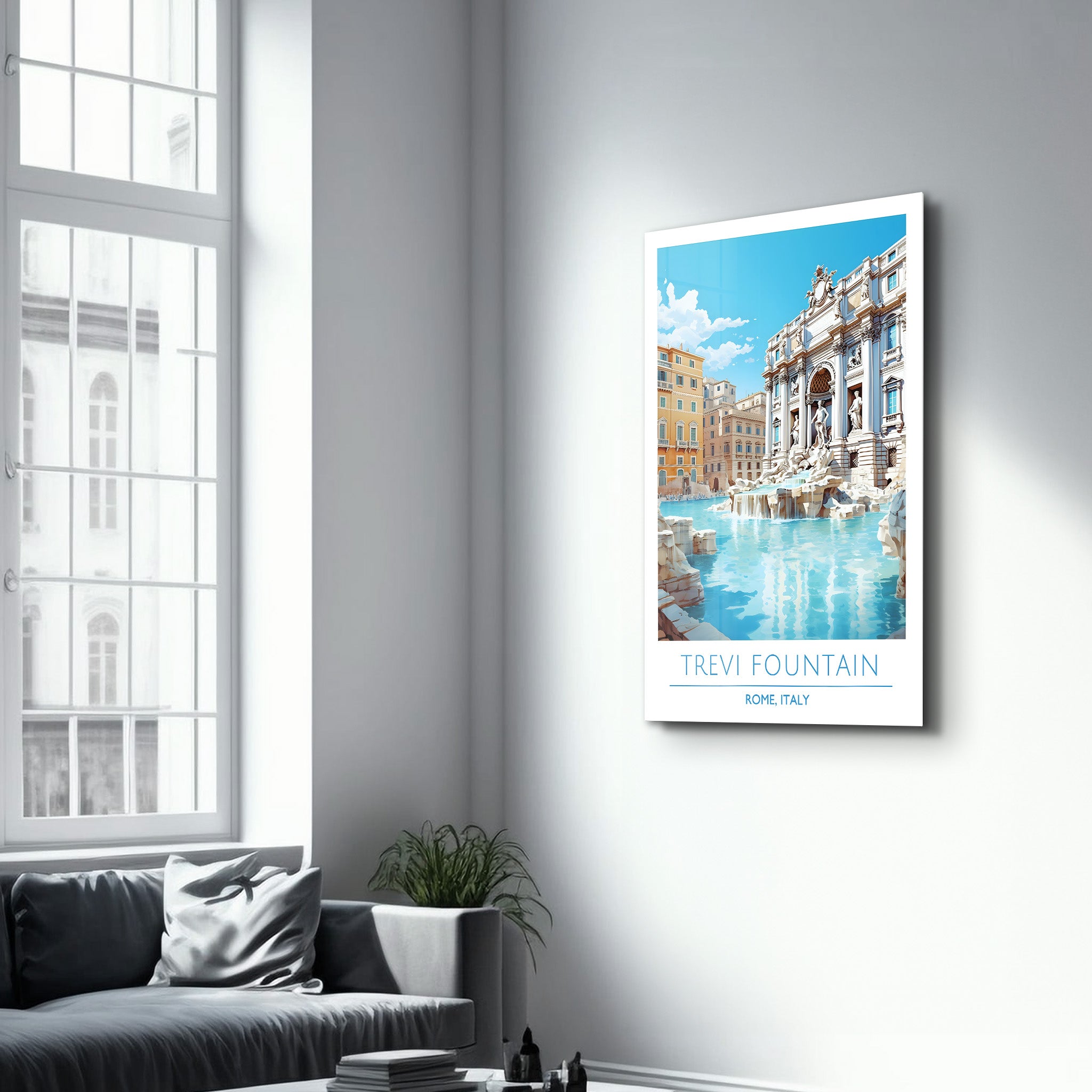 Trevi-Brunnen-Rom Italien-Reiseposter | <tc>Glasbild</tc>