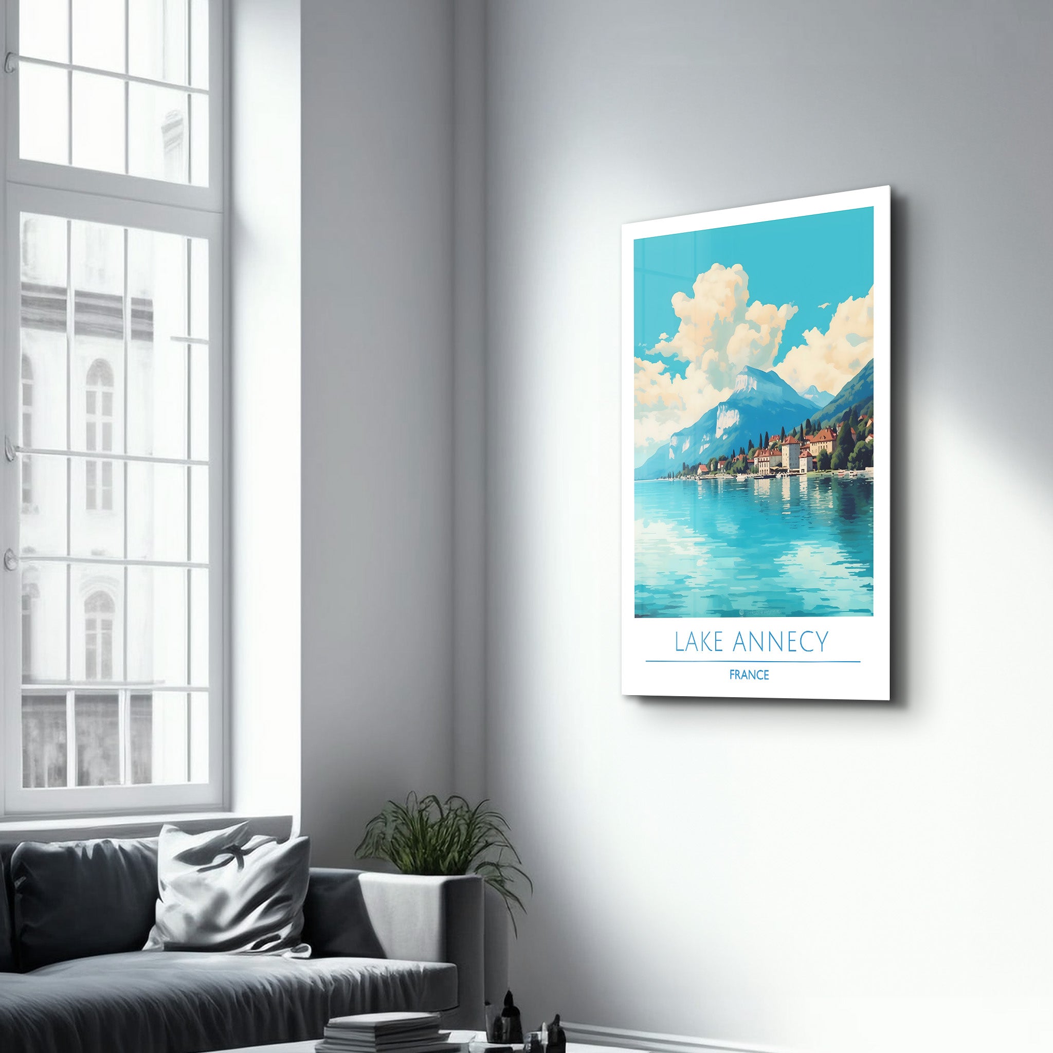 Lake Annecy Frankreich-Reiseposter | <tc>Glasbild</tc>