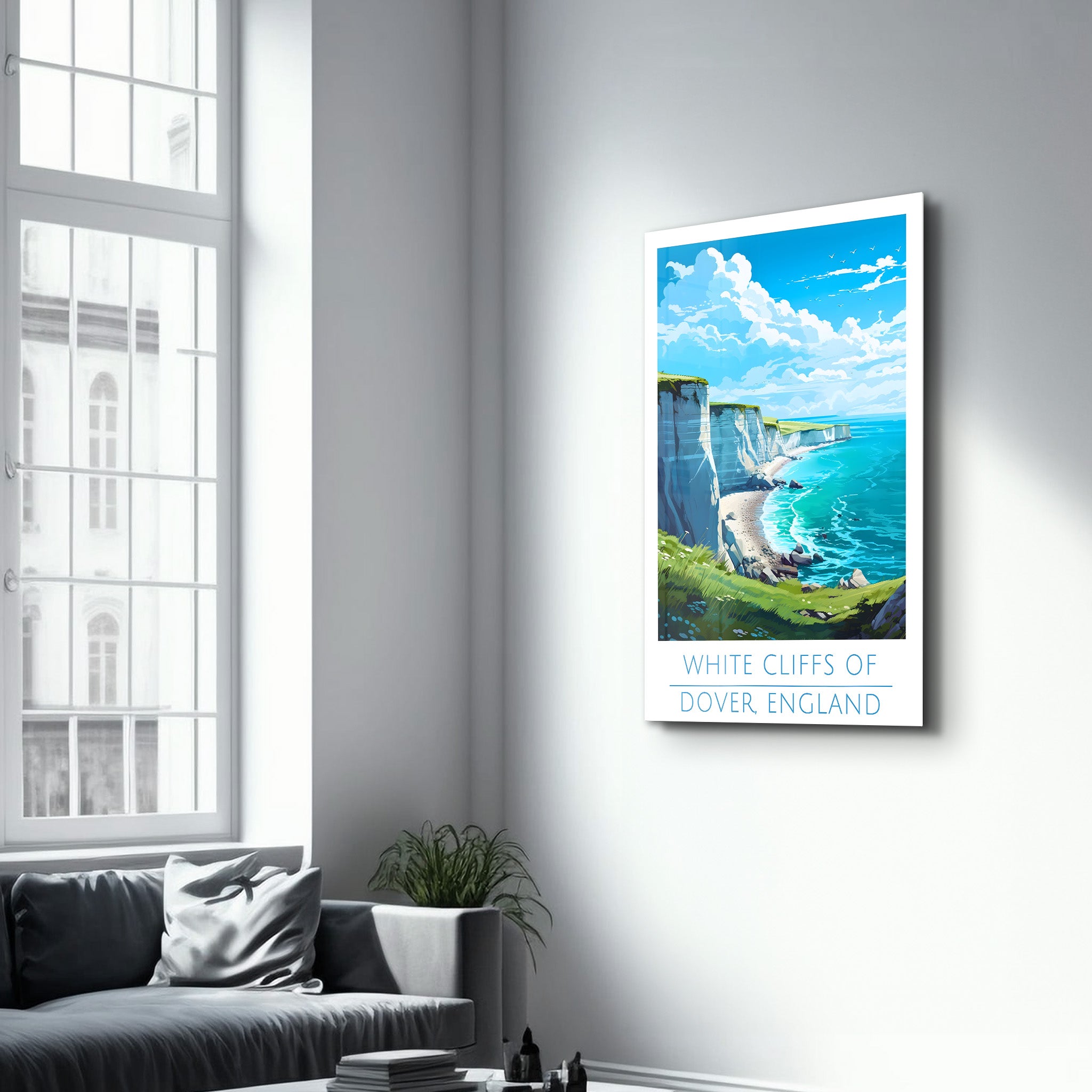 Falaises blanches de Douvres Angleterre-Affiches de voyage | Art mural en verre