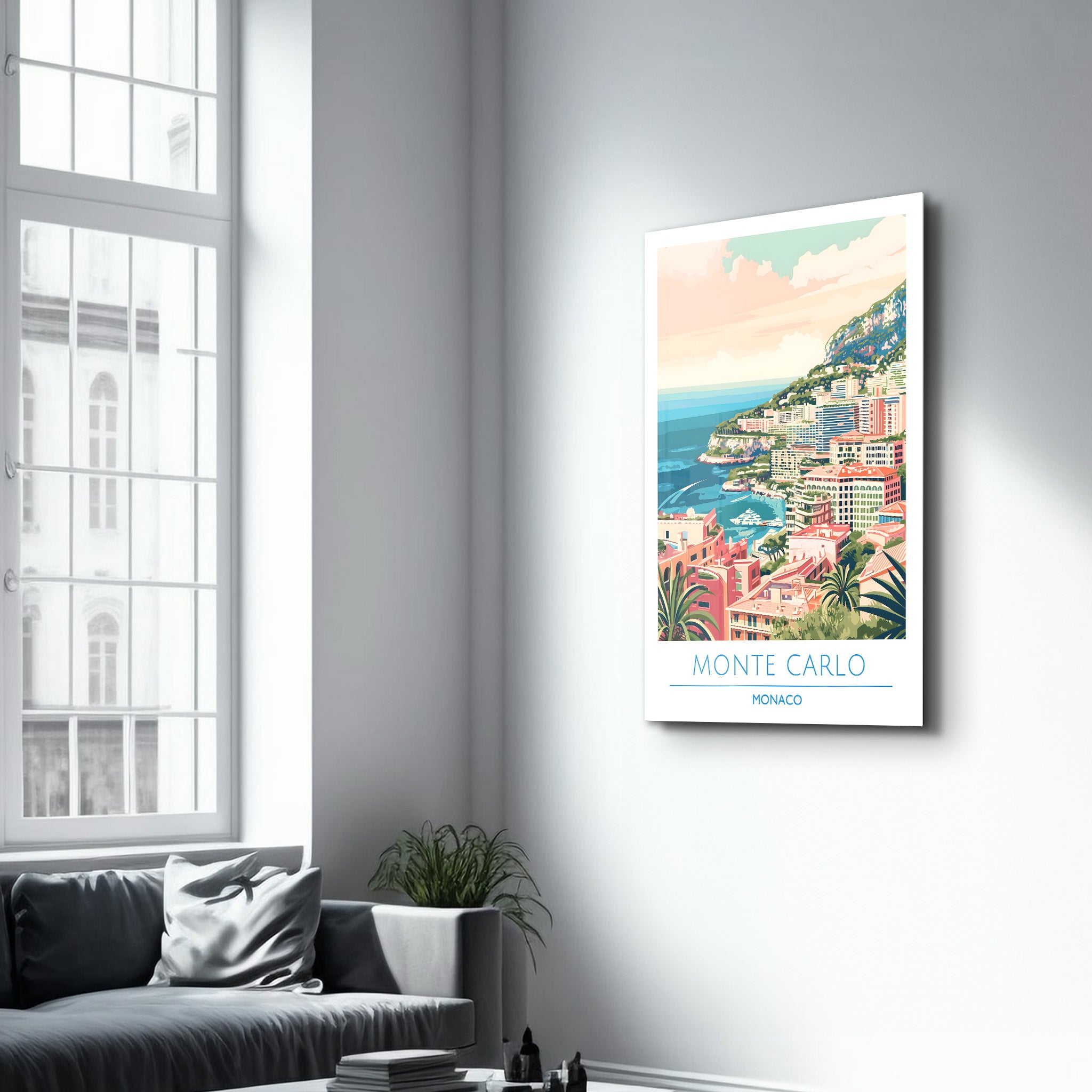 Monte Carlo Monaco-Reiseposter | <tc>Glasbild</tc>