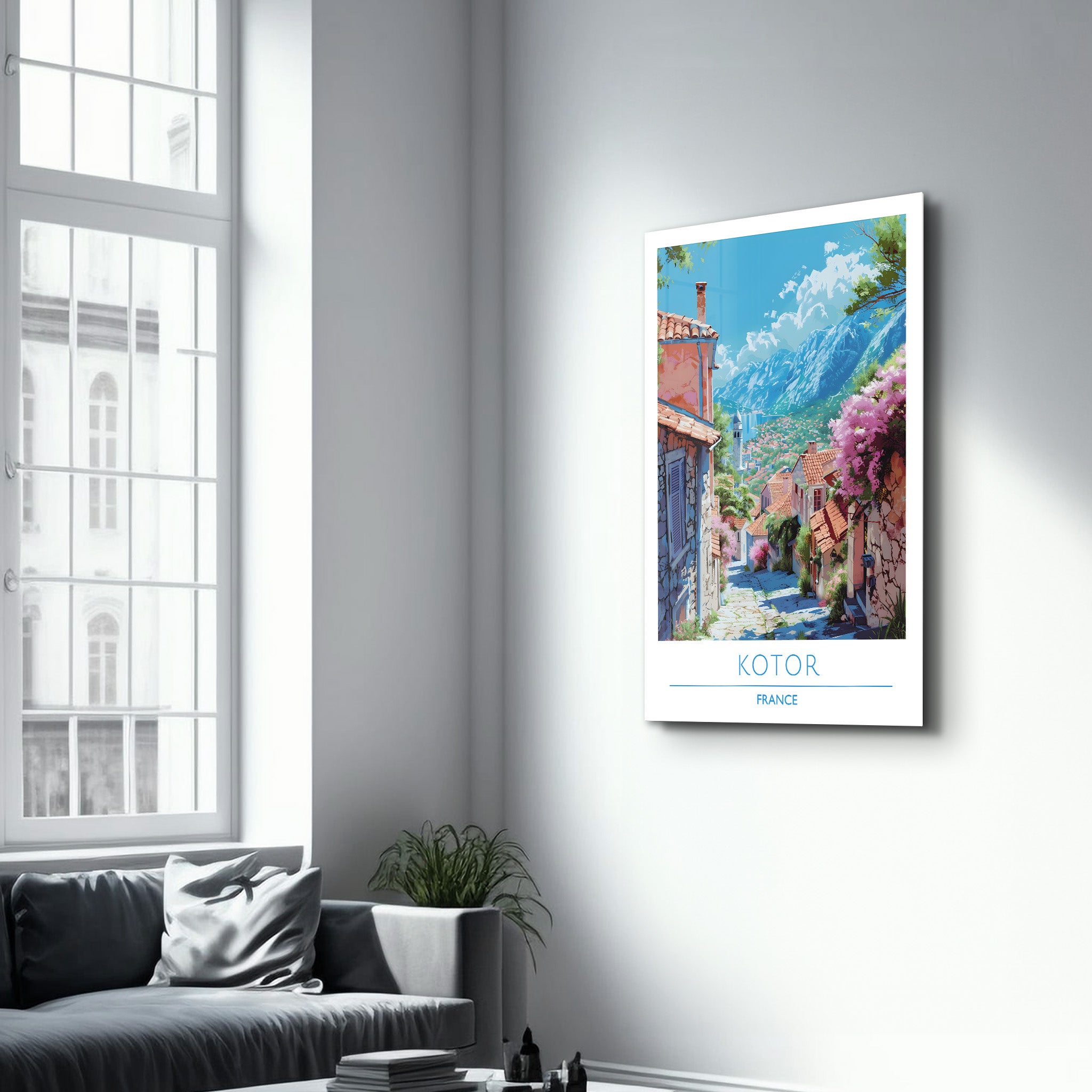 Kotor Frankreich-Reiseposter | <tc>Glasbild</tc>