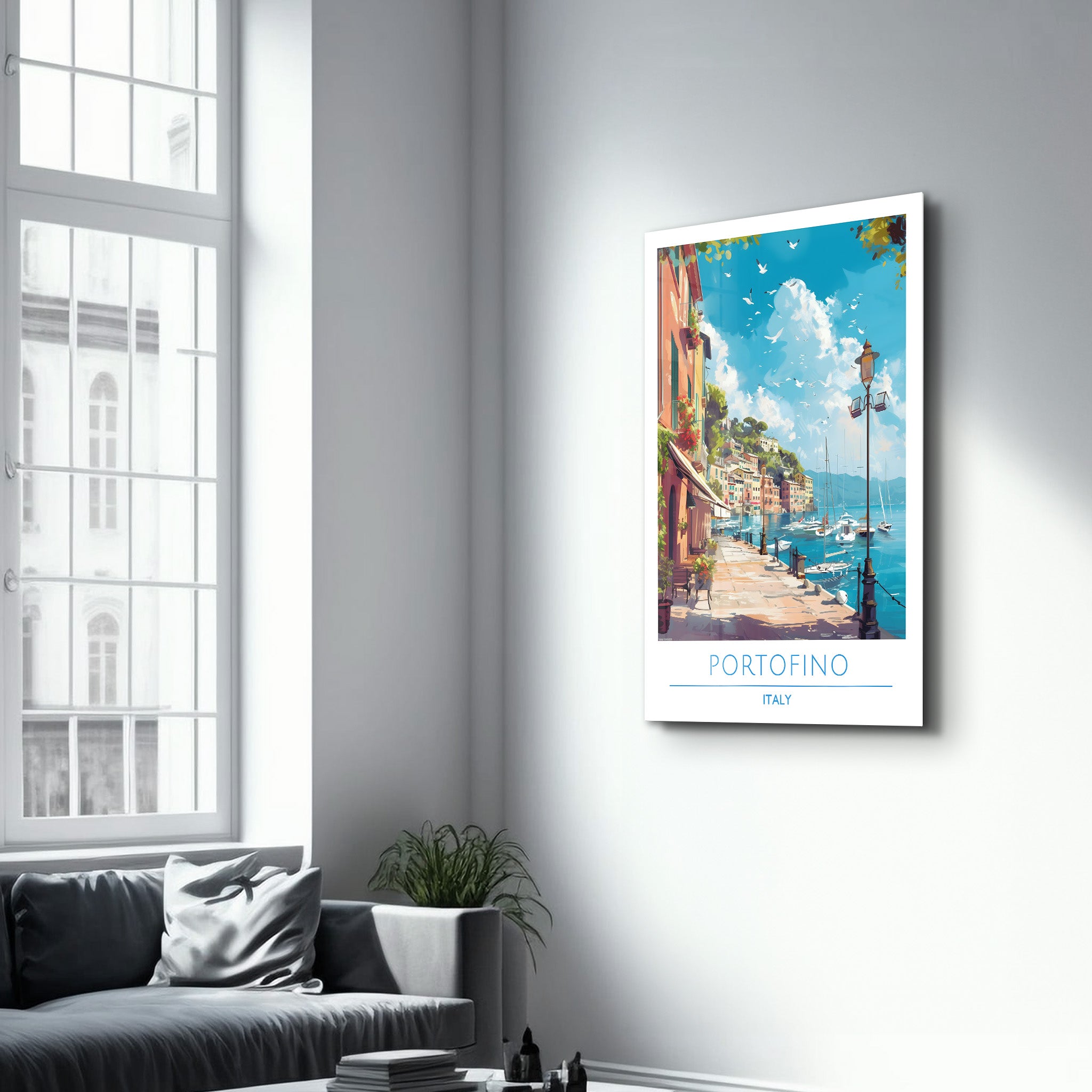 Portofino Italien-Reiseposter | <tc>Glasbild</tc>