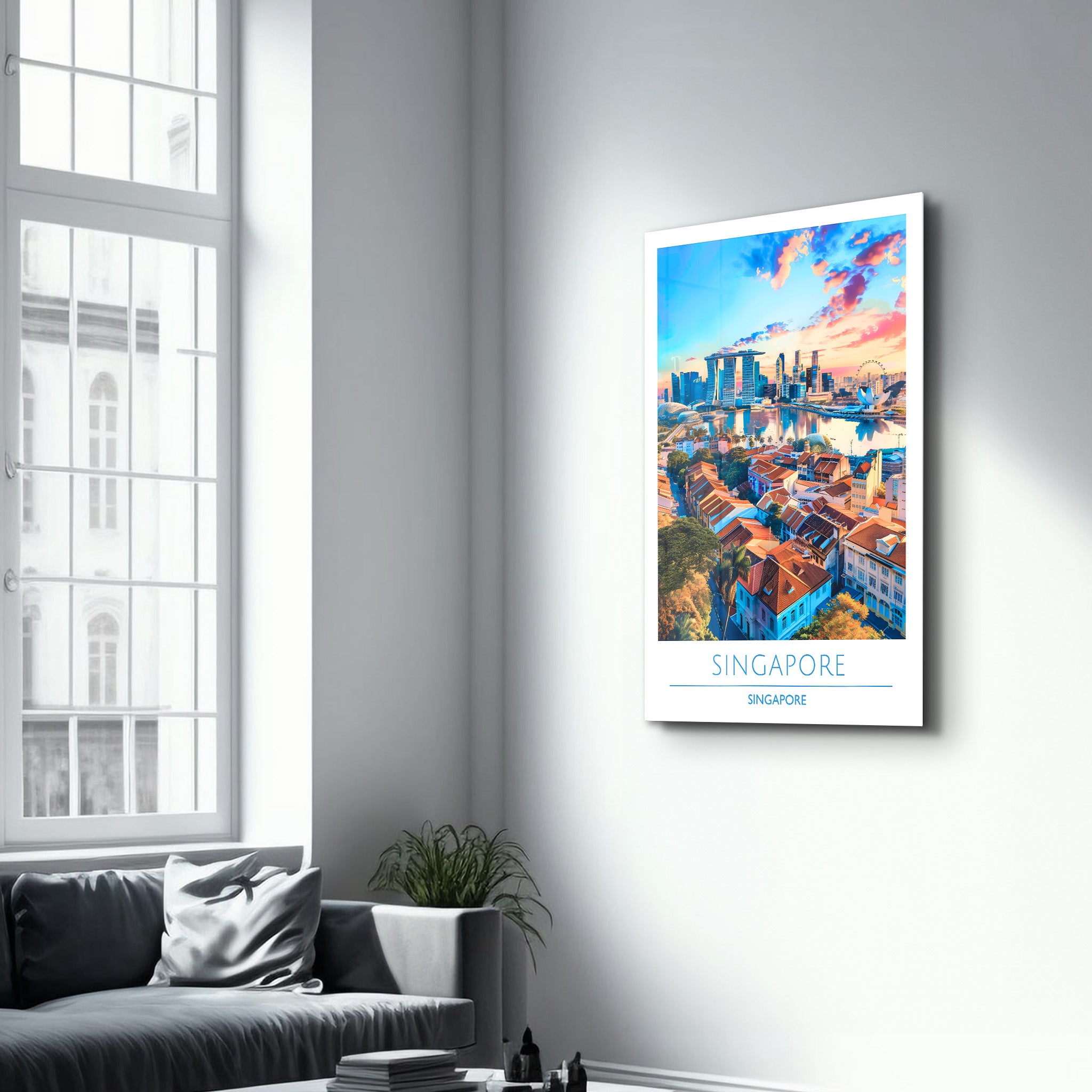 Singapur Singapur-Reiseposter | <tc>Glasbild</tc>