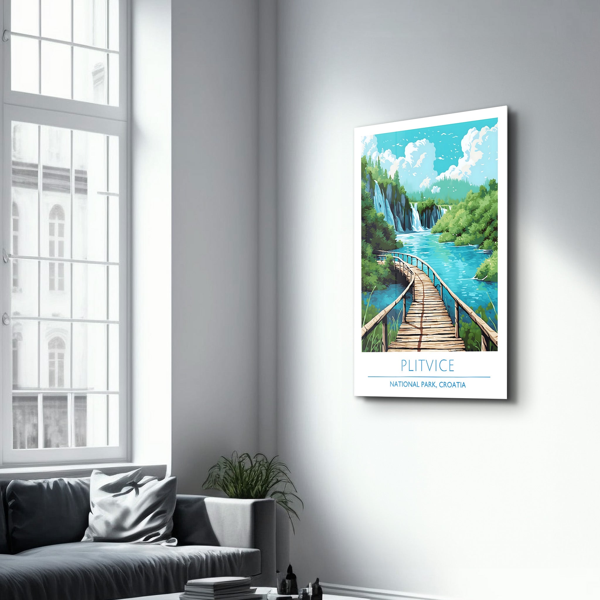 Plitvice-Nationalpark Kroatien-Reiseposter | <tc>Glasbild</tc>