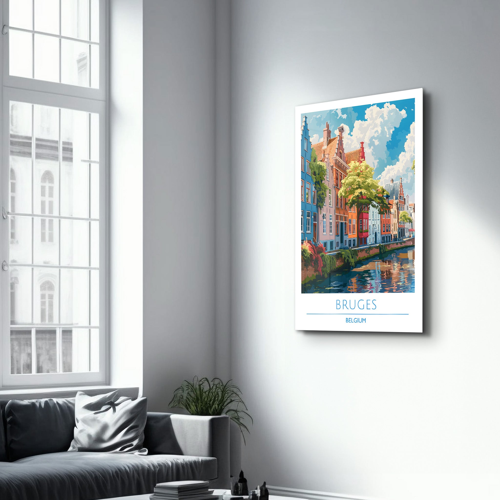 Bruges Belgique-Affiches de voyage | Art mural en verre