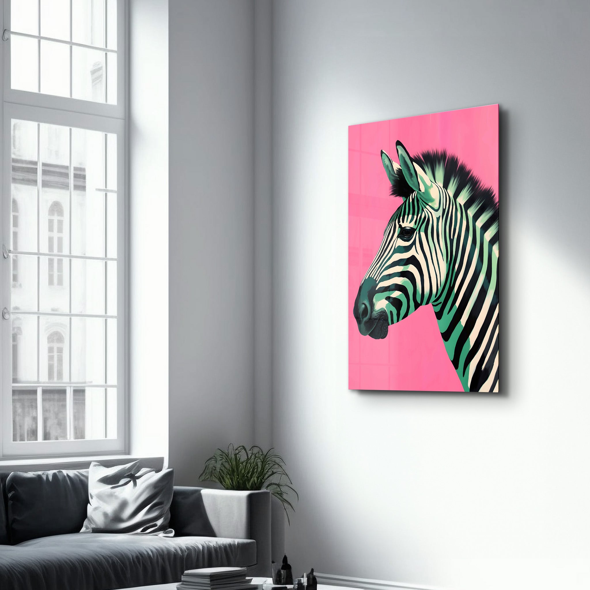 Zebra Pink - Glass Wall Art