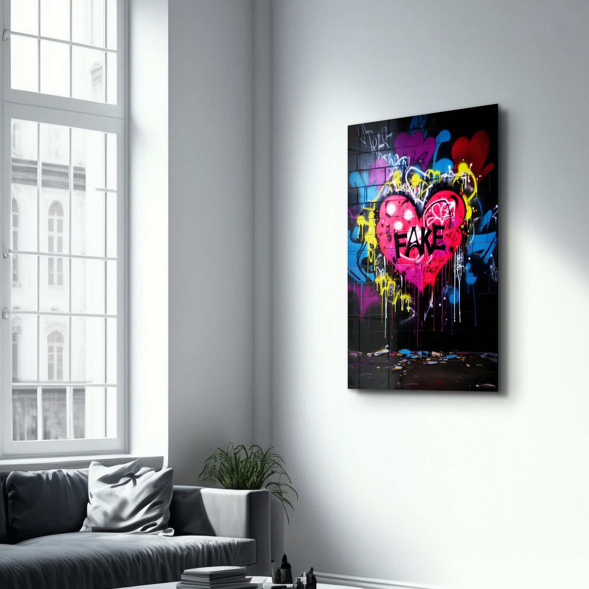 Fake-Love-Graffiti – <tc>Glasbild</tc>