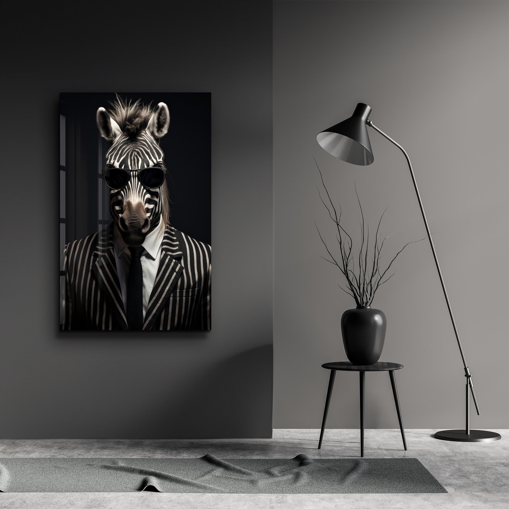 Zebra im Anzug・Designer-Kollektion <tc>Glasbild</tc>
