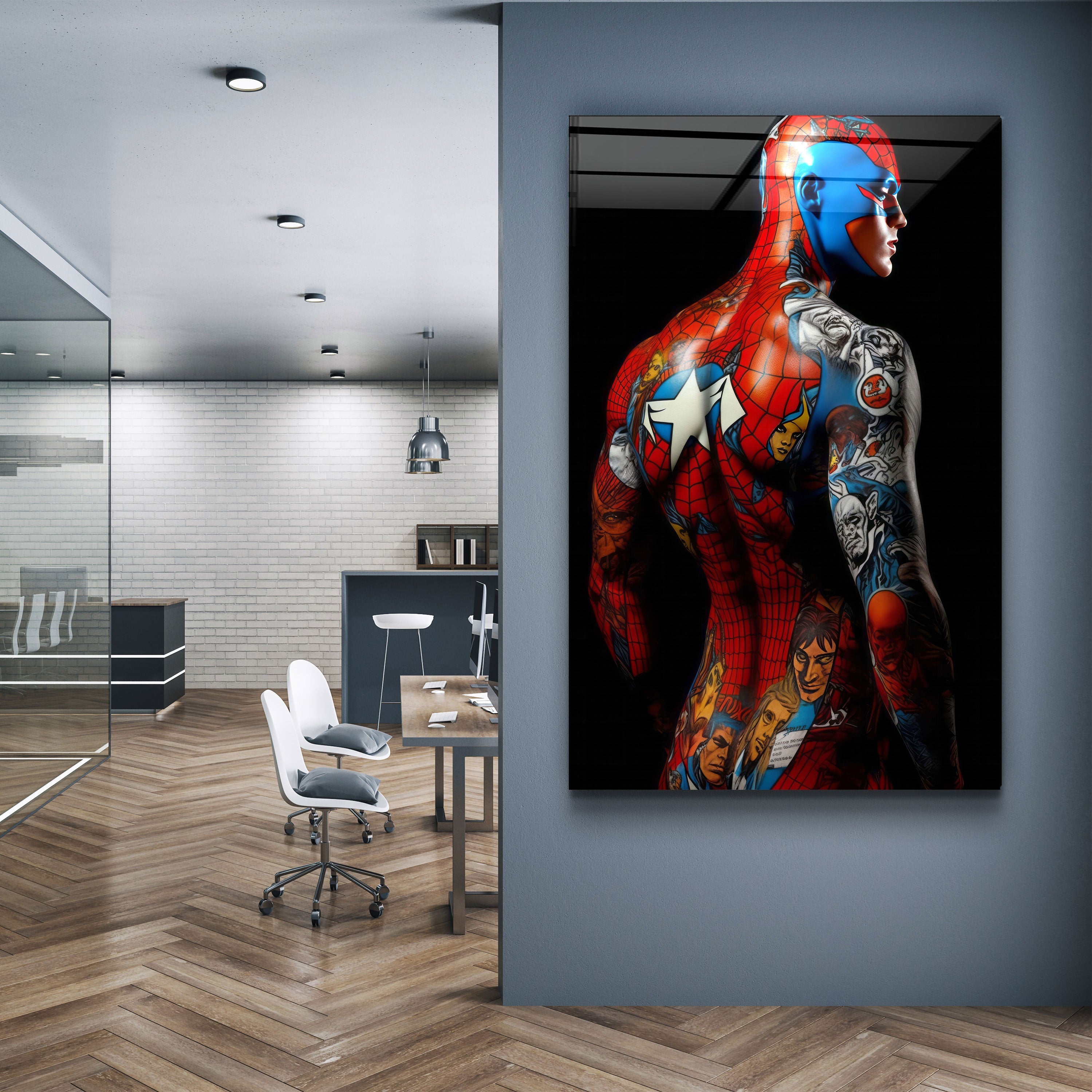 ・"Tattooed Body 4"・Designers Collection Glass Wall Art