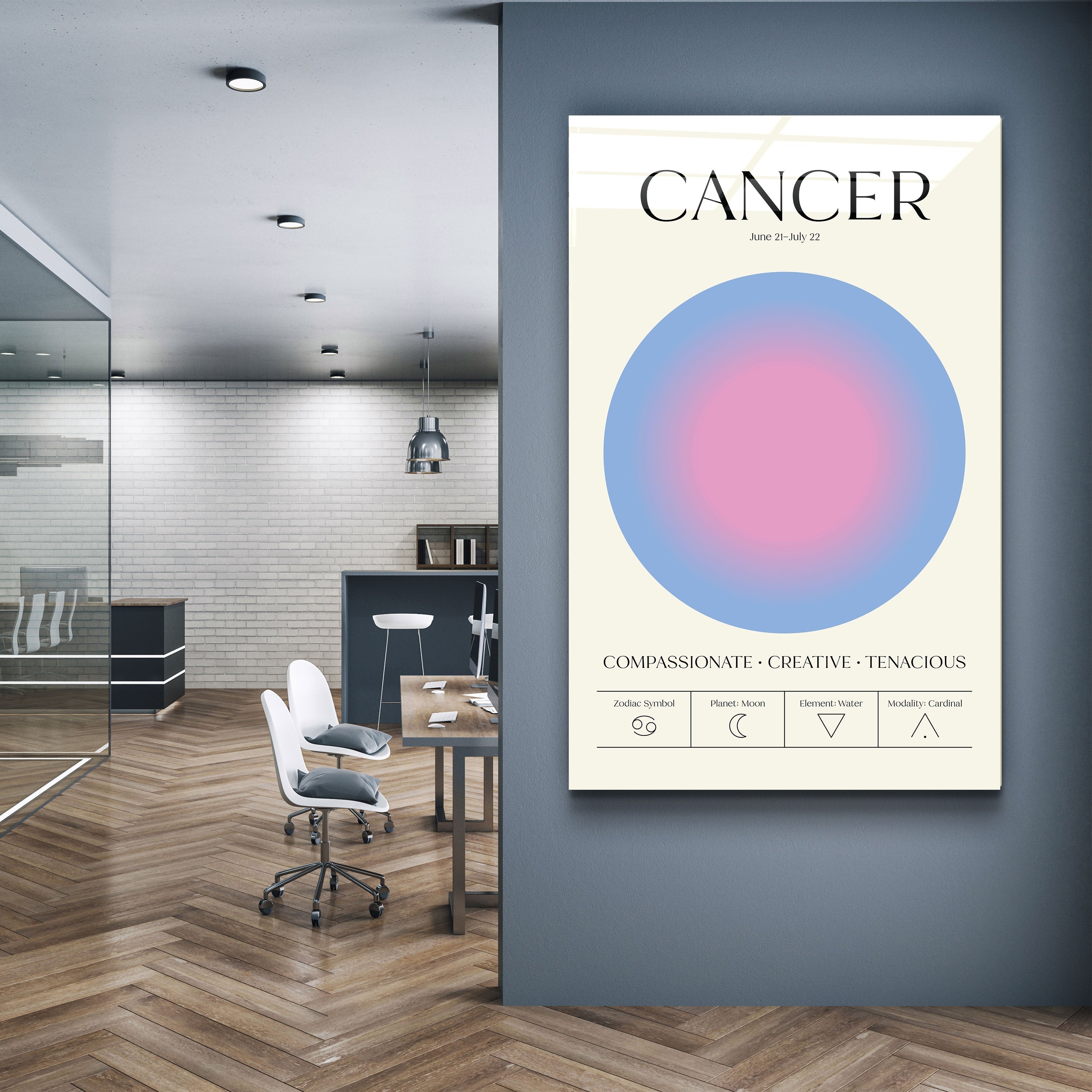 ."Cancer - Aura Collection". Zodiac Glass Wall Art